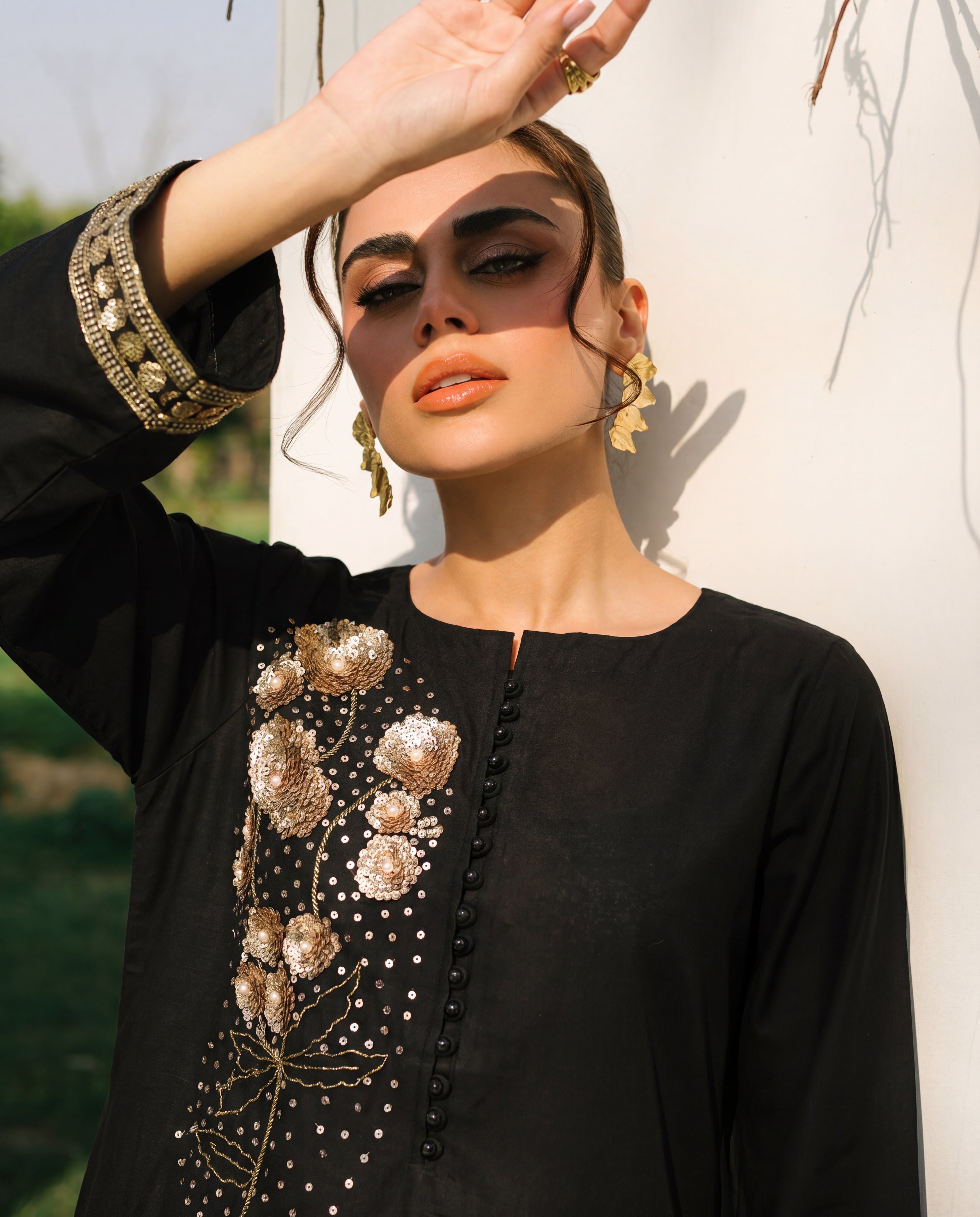 Naulakha Black Premium Fabric Pakistani Summer Dresses - Sahiba-clothing - 3