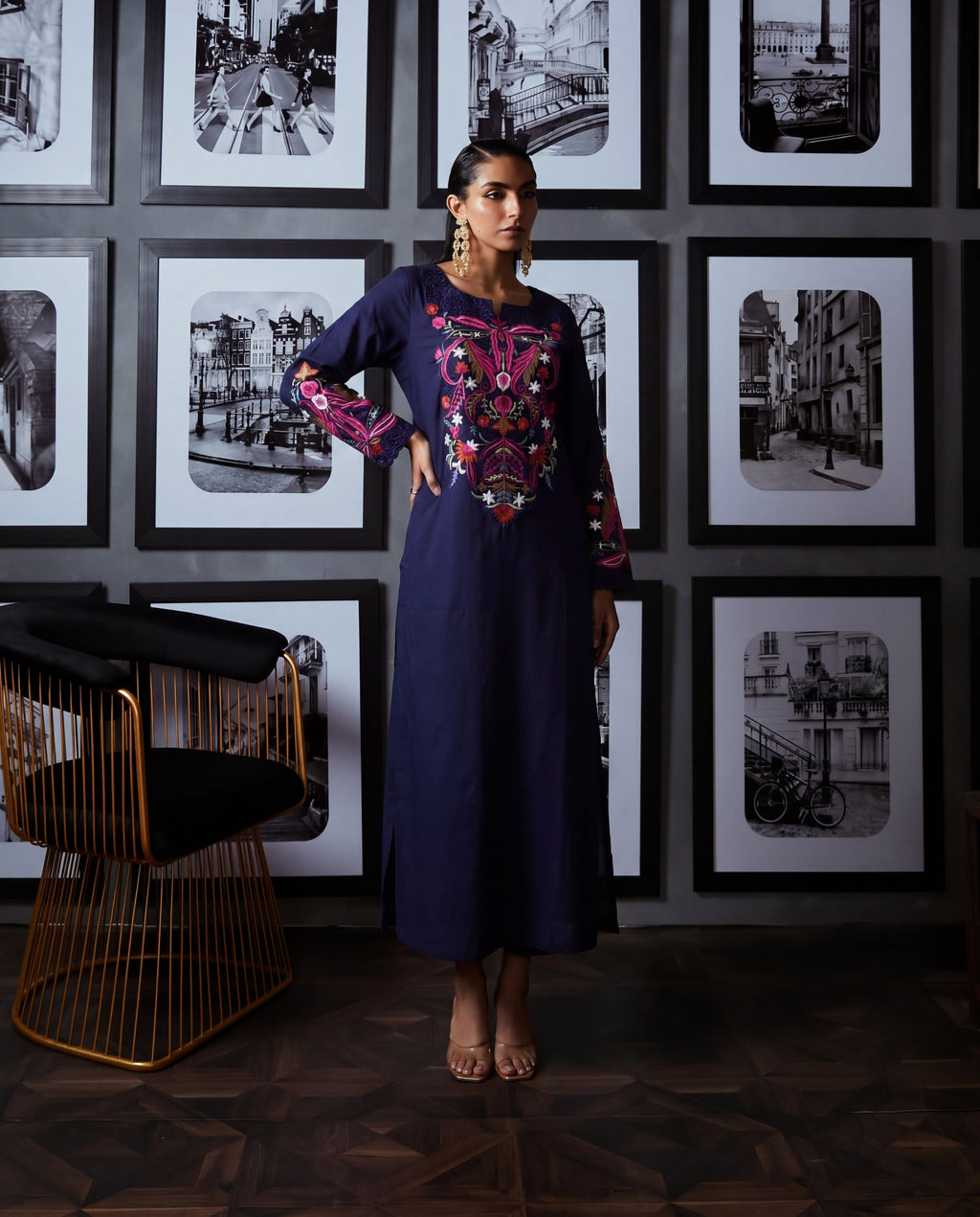 Nayza Navy Premium Fabric Pakistani Summer Dresses - Sahiba-clothing - 8