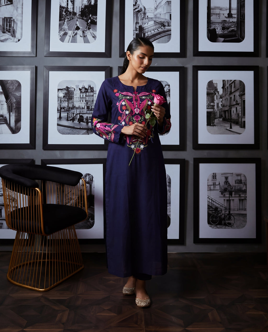 Nayza Navy Premium Fabric Pakistani Summer Dresses - Sahiba-clothing - 7