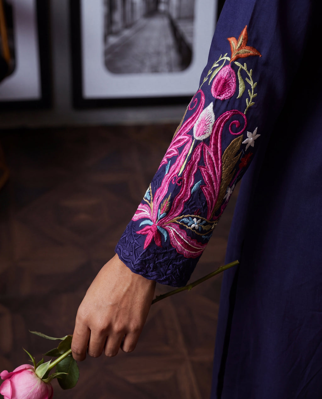 Nayza Navy Premium Fabric Pakistani Summer Dresses - Sahiba-clothing - 5