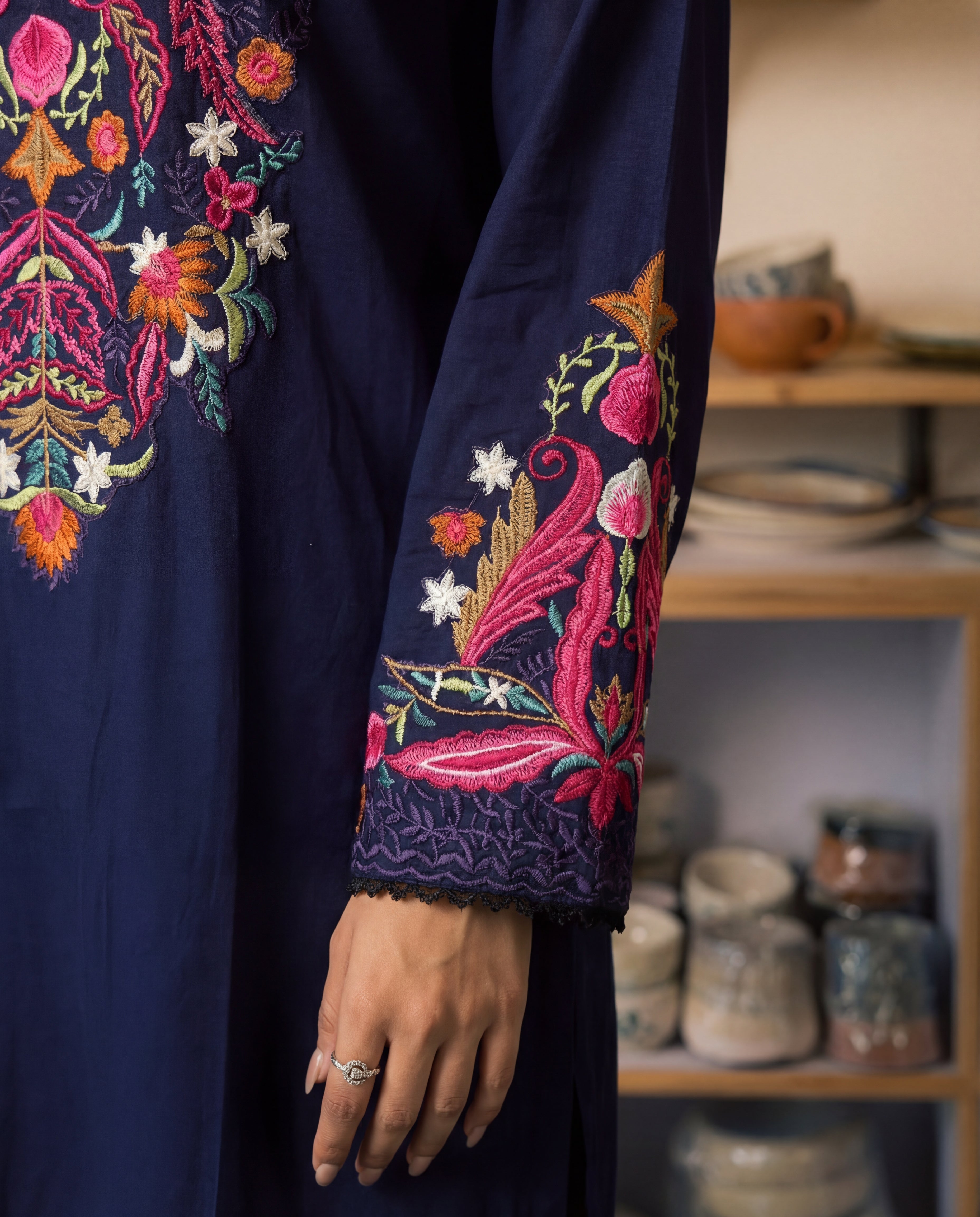 Nayza Navy Premium Fabric Pakistani Summer Dresses - Sahiba-clothing - 4