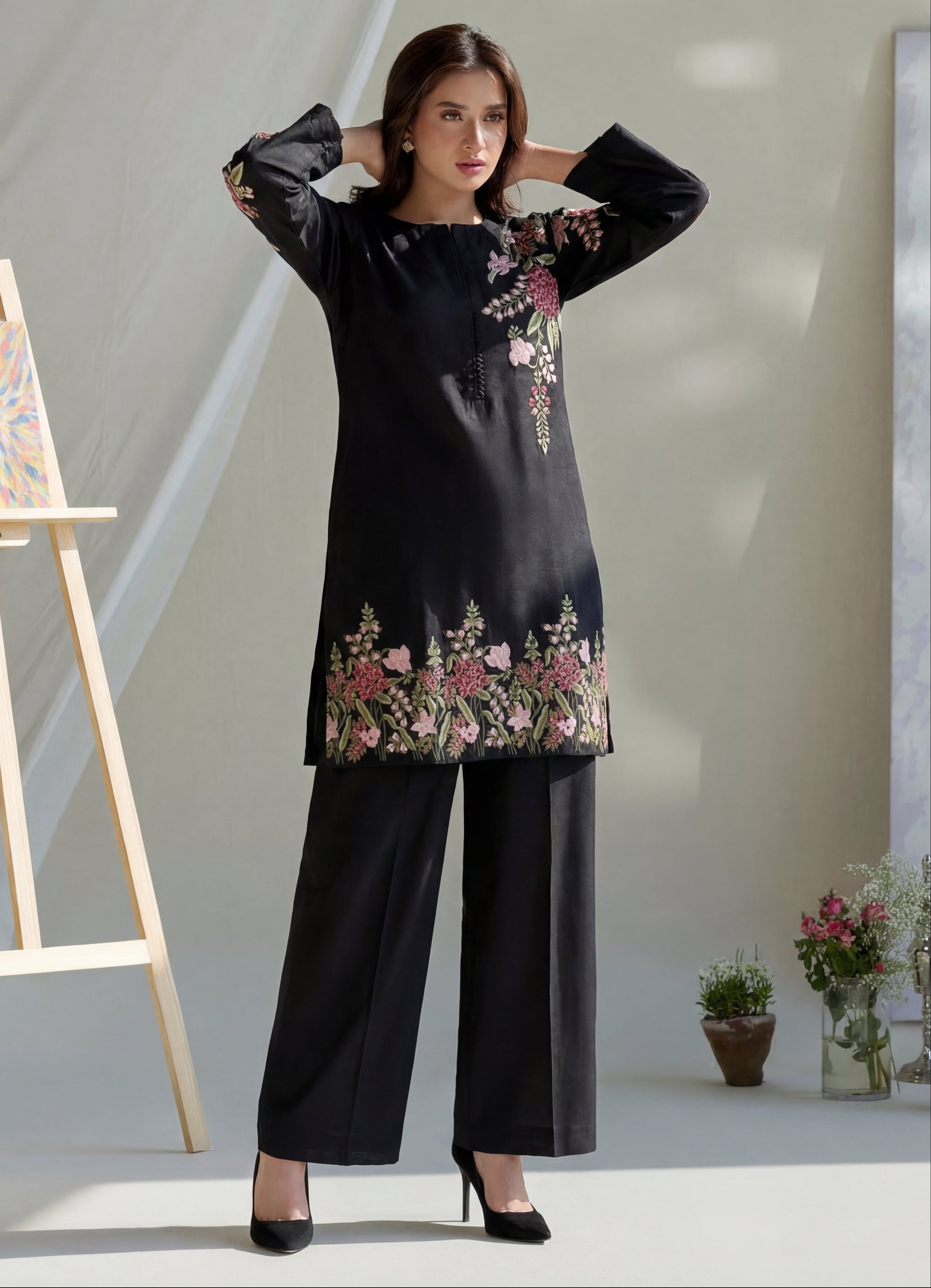 Orwiya - Black Premium Fabric Pakistani Summer Dresses - Sahiba-clothing - 8