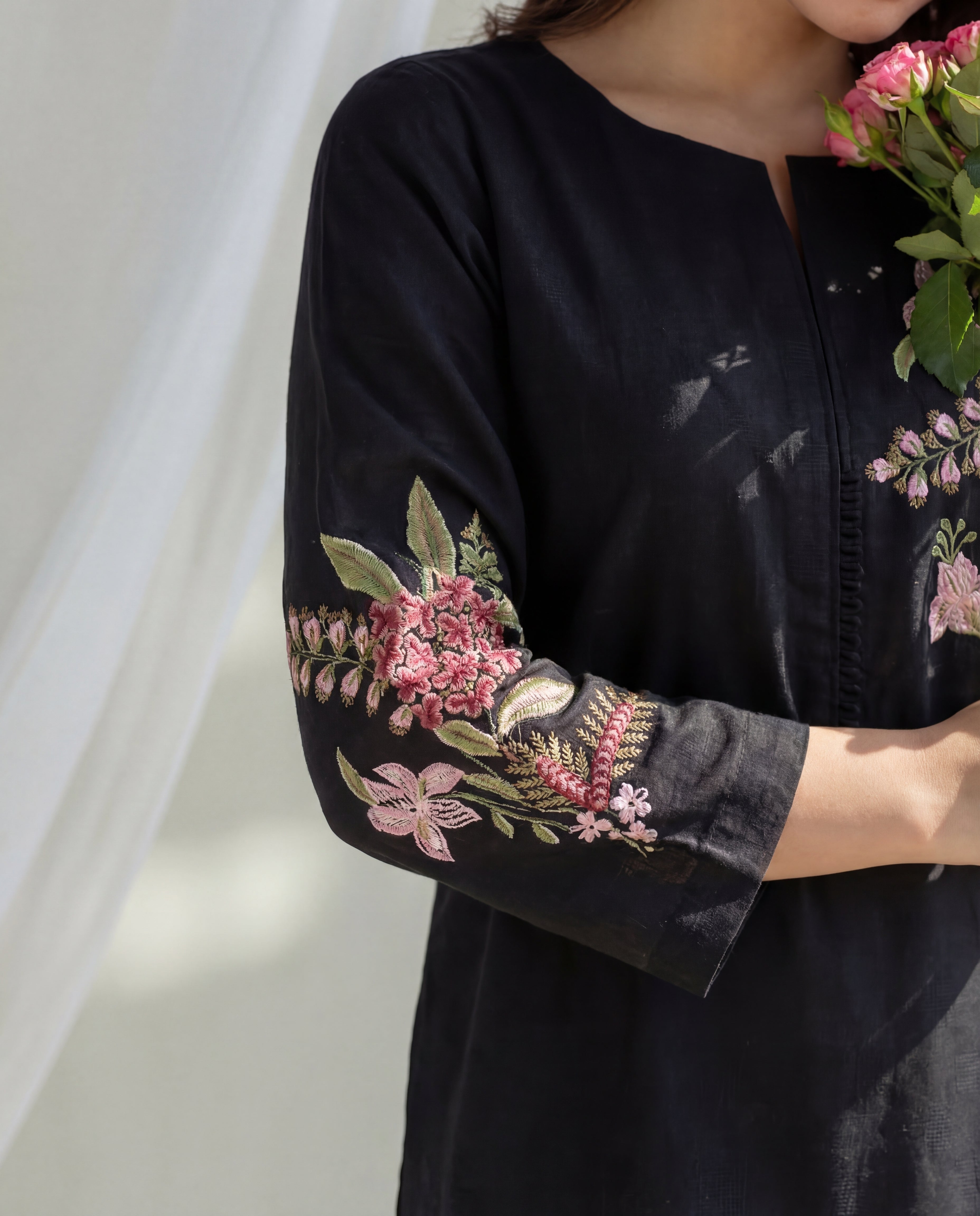 Orwiya - Black Premium Fabric Pakistani Summer Dresses - Sahiba-clothing - 5