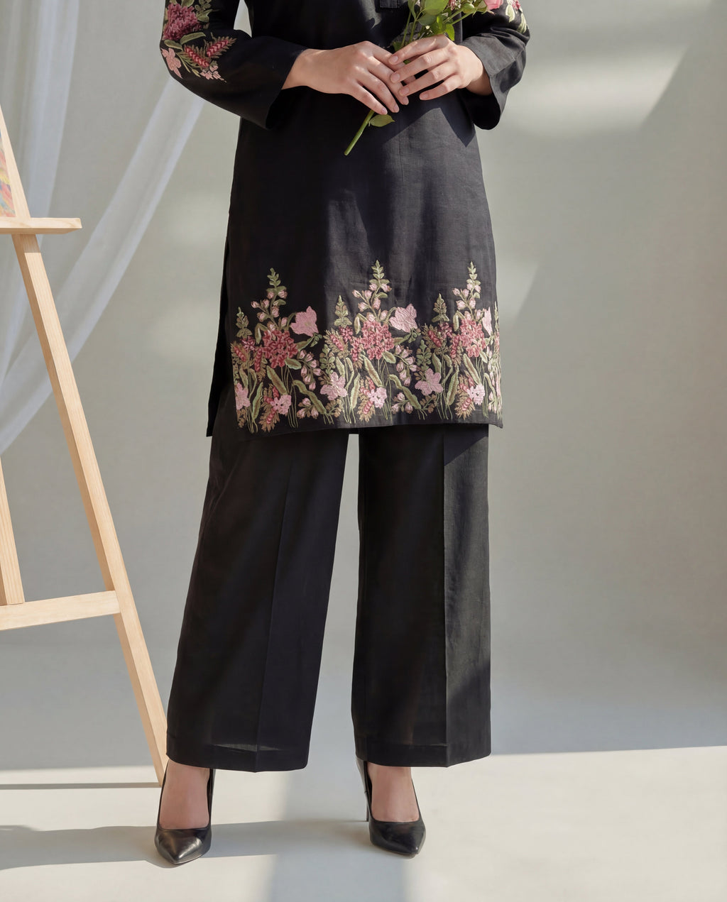 Orwiya - Black Premium Fabric Pakistani Summer Dresses - Sahiba-clothing - 6