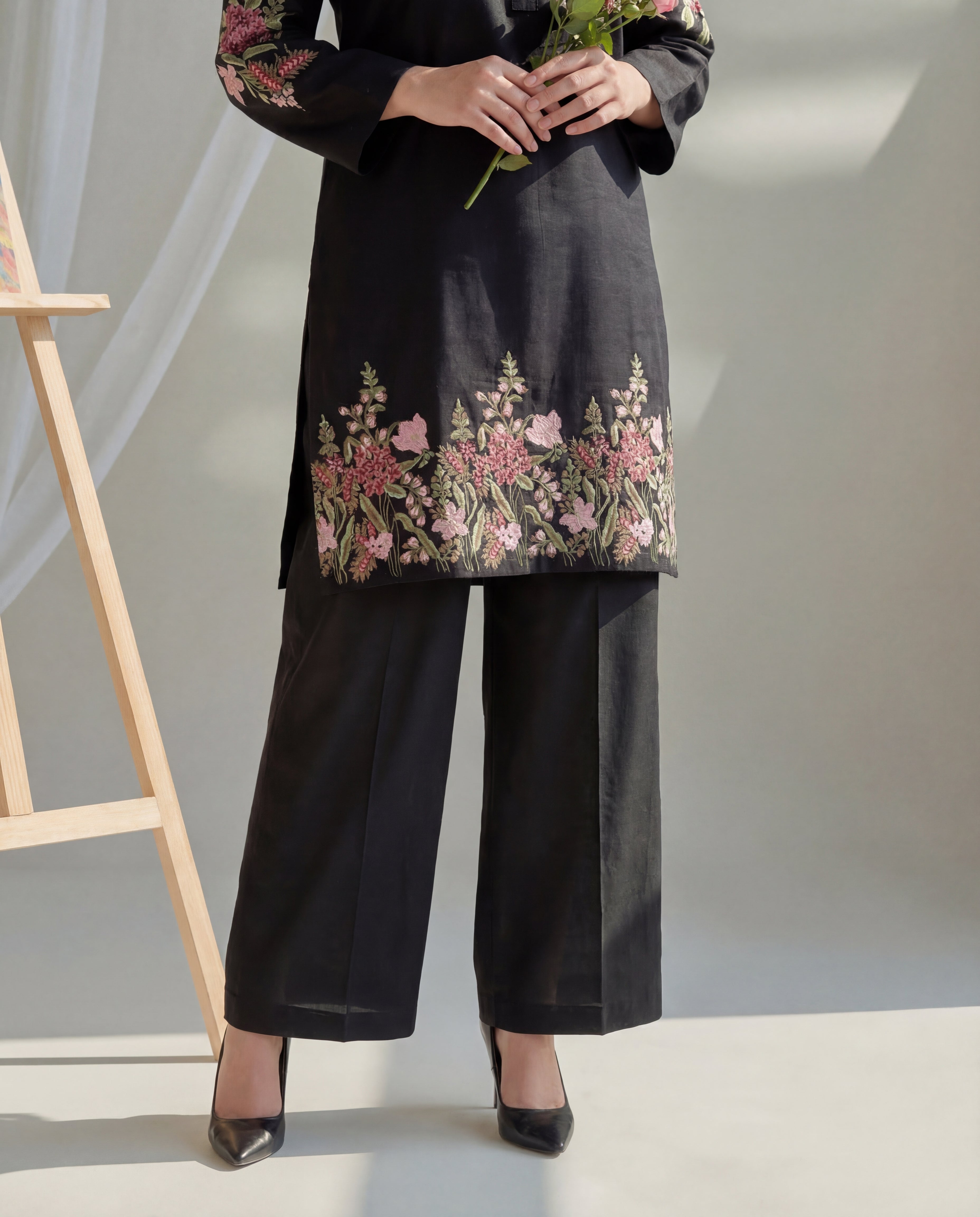 Orwiya - Black Premium Fabric Pakistani Summer Dresses - Sahiba-clothing - 6