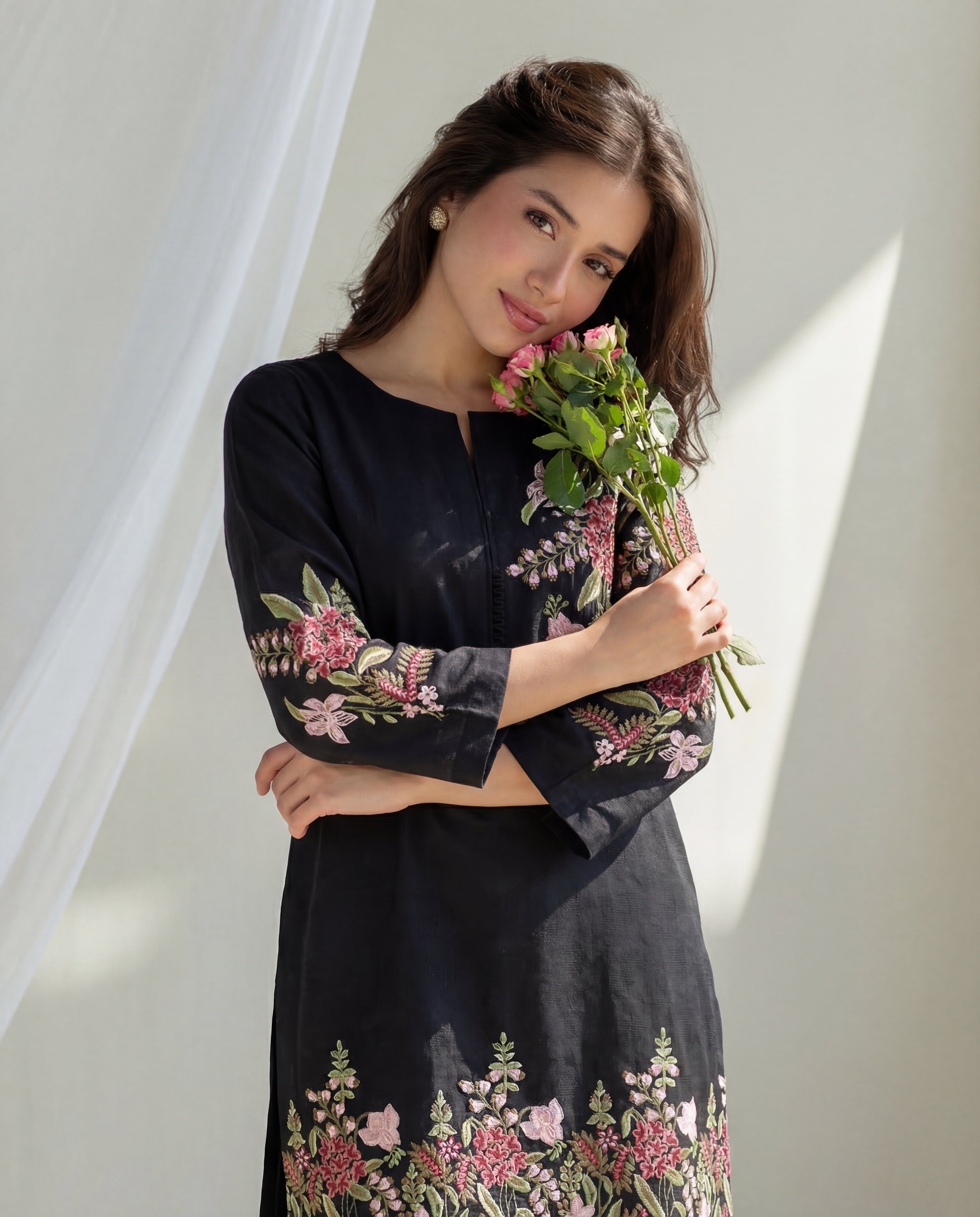 Orwiya - Black Premium Fabric Pakistani Summer Dresses - Sahiba-clothing - 3