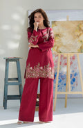 Orwiya - Maroon Premium Fabric Pakistani Summer Dresses - Sahiba-clothing - 1
