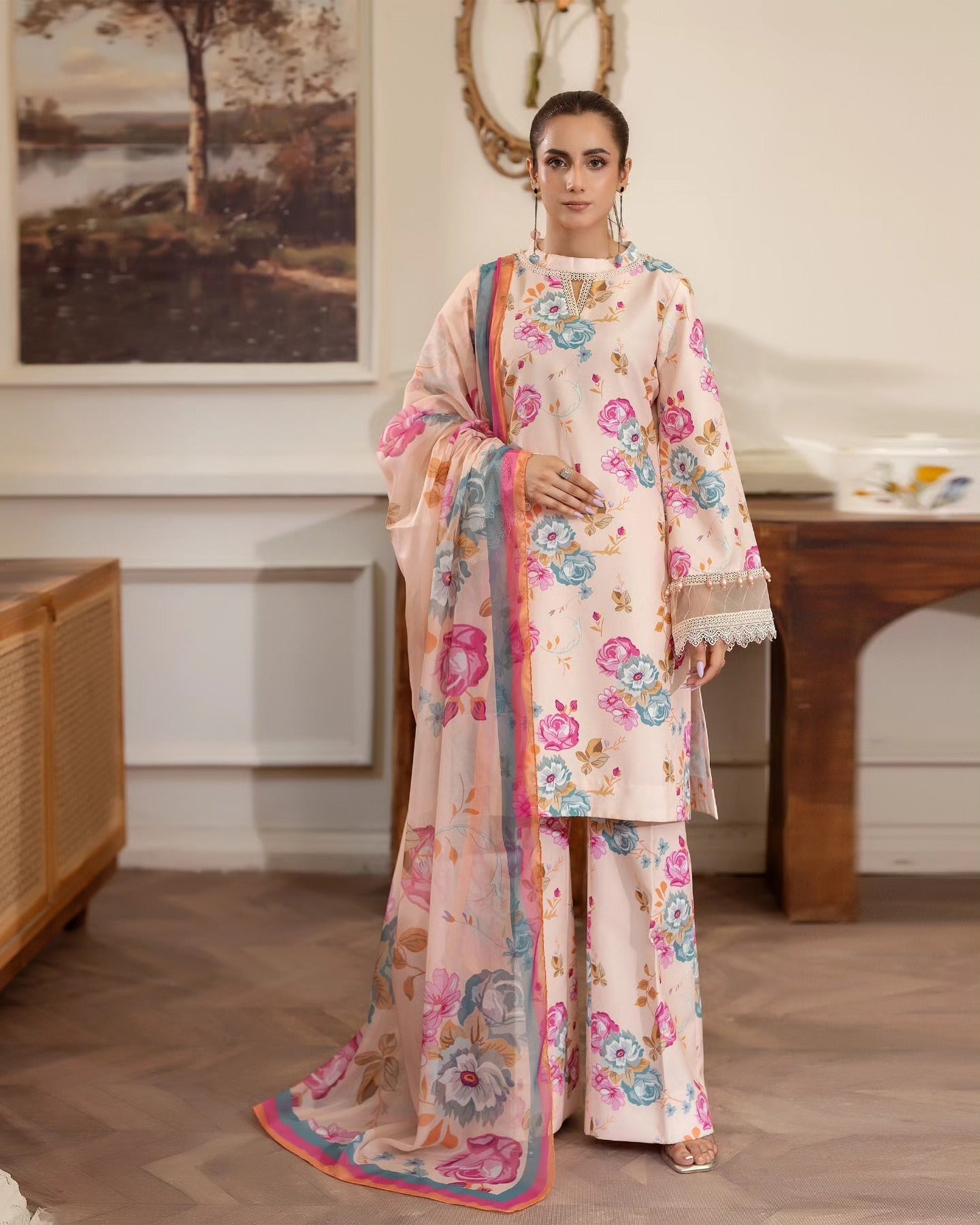 PEACH SORBET - NP 01 Organza Pakistani Summer Dresses