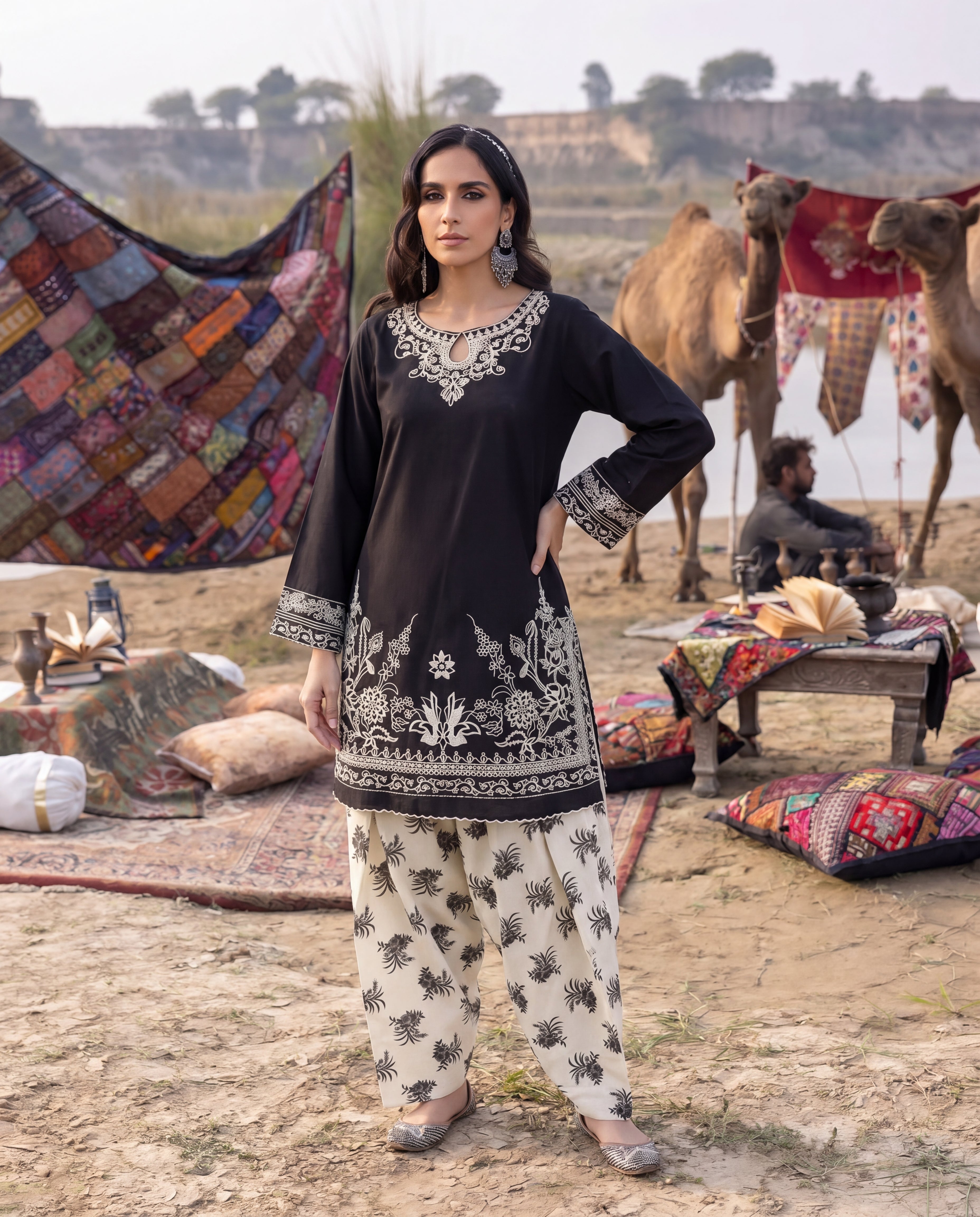 Parda-Nasheen Black Premium Fabric Pakistani Summer Dresses - Sahiba-clothing - 1