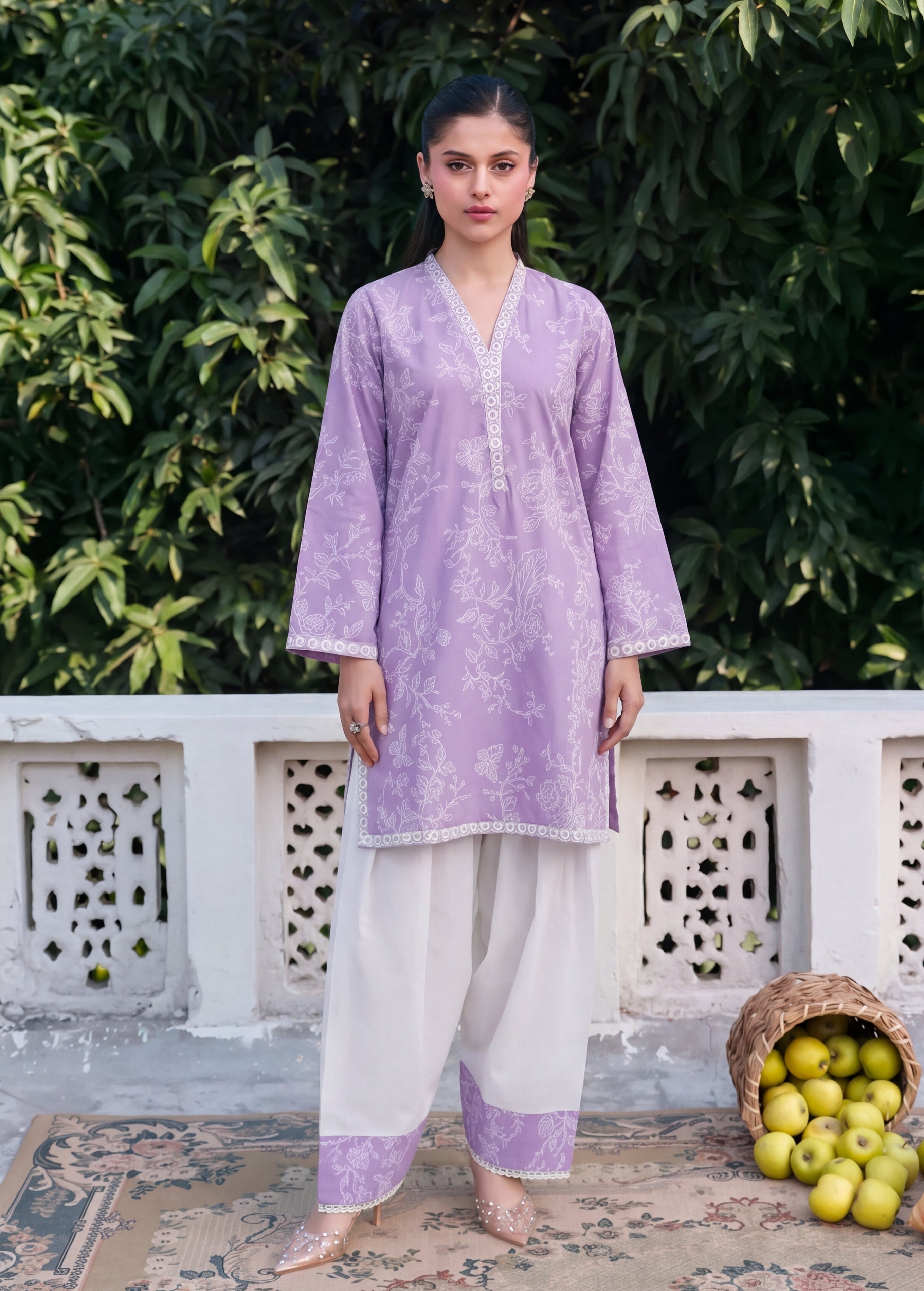 Plum Lailac Premium Fabric Pakistani Summer Dresses - Sahiba-clothing - 1