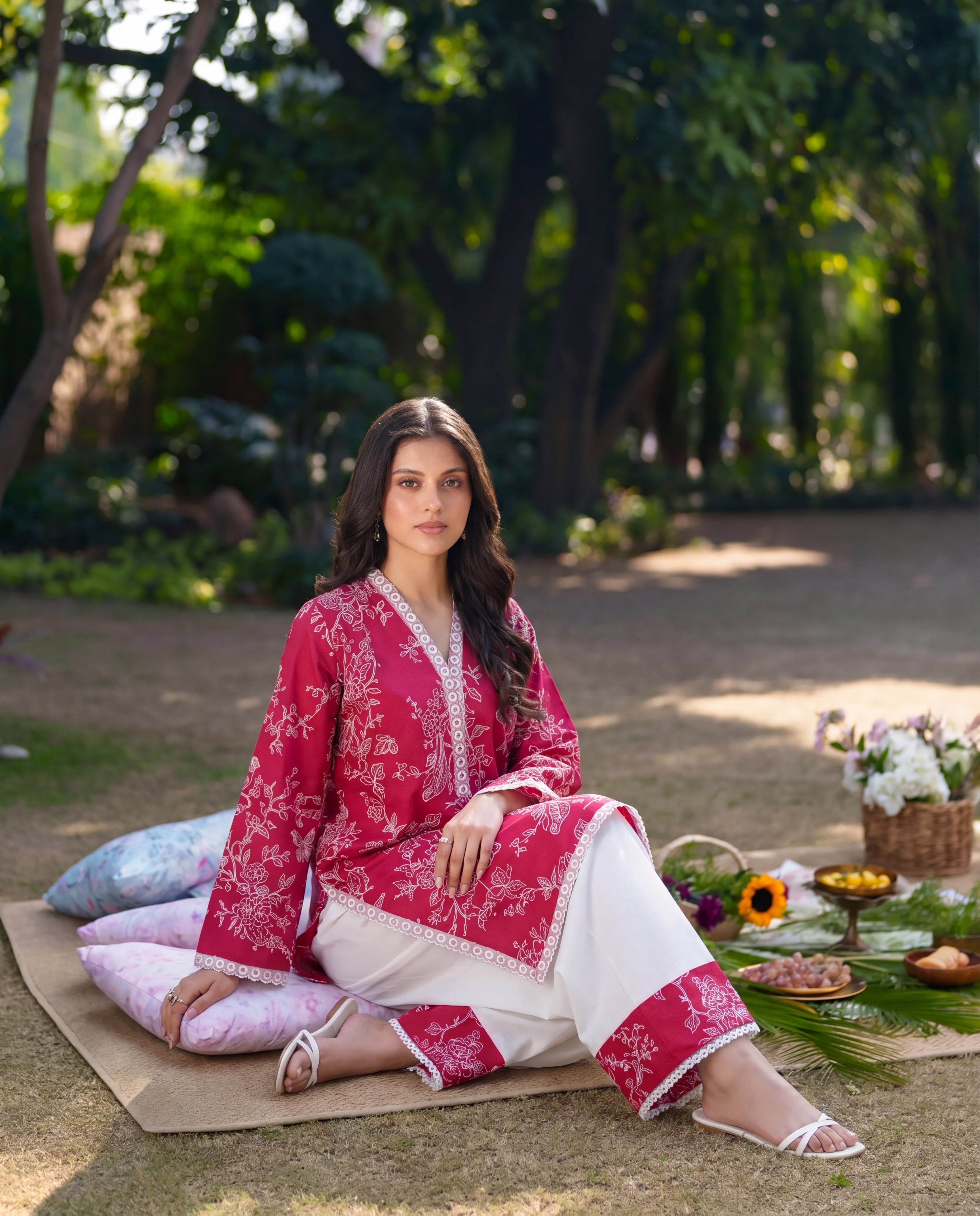 Plum Red Premium Fabric Pakistani Summer Dresses - Sahiba-clothing - 7