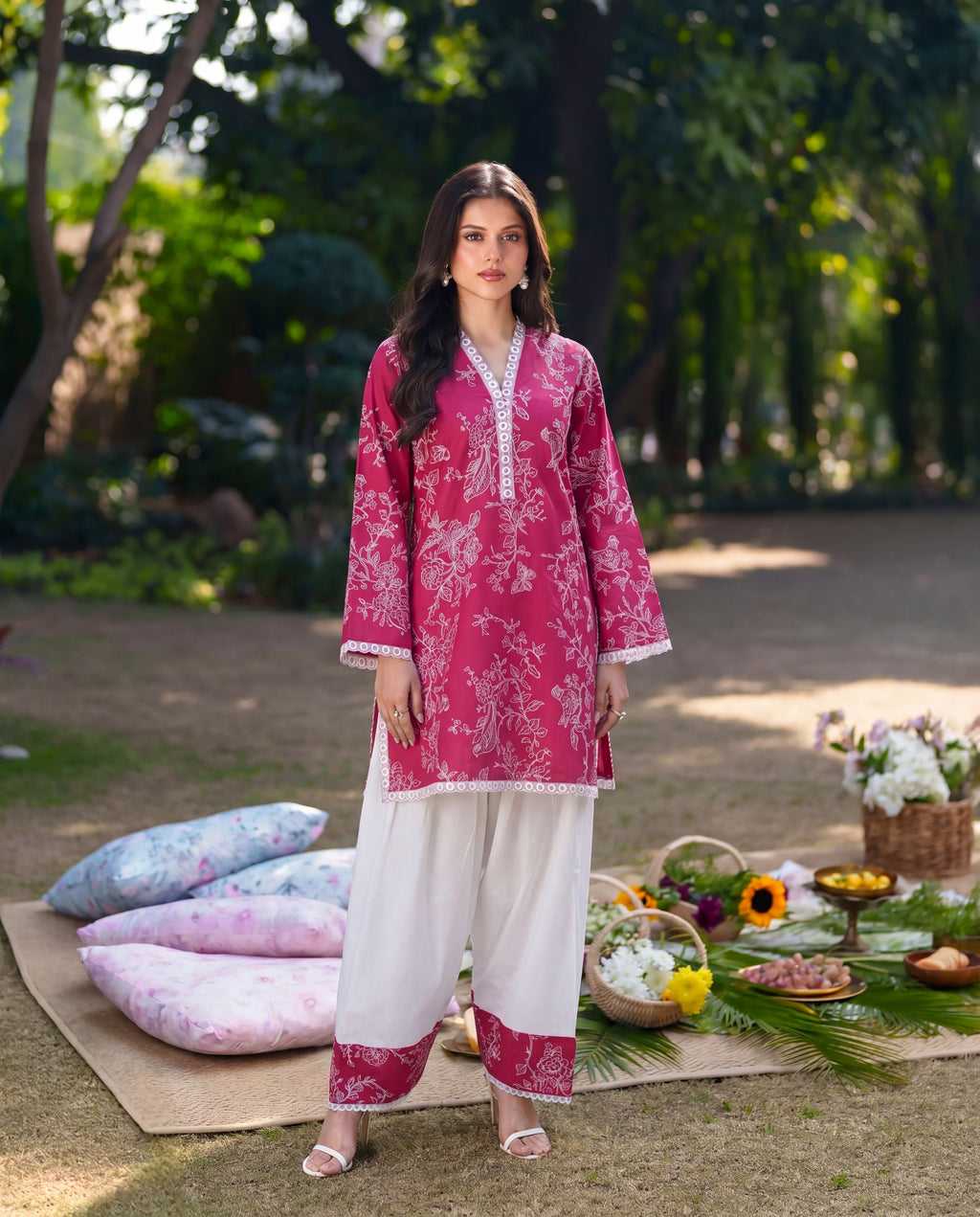 Plum Red Premium Fabric Pakistani Summer Dresses - Sahiba-clothing - 1