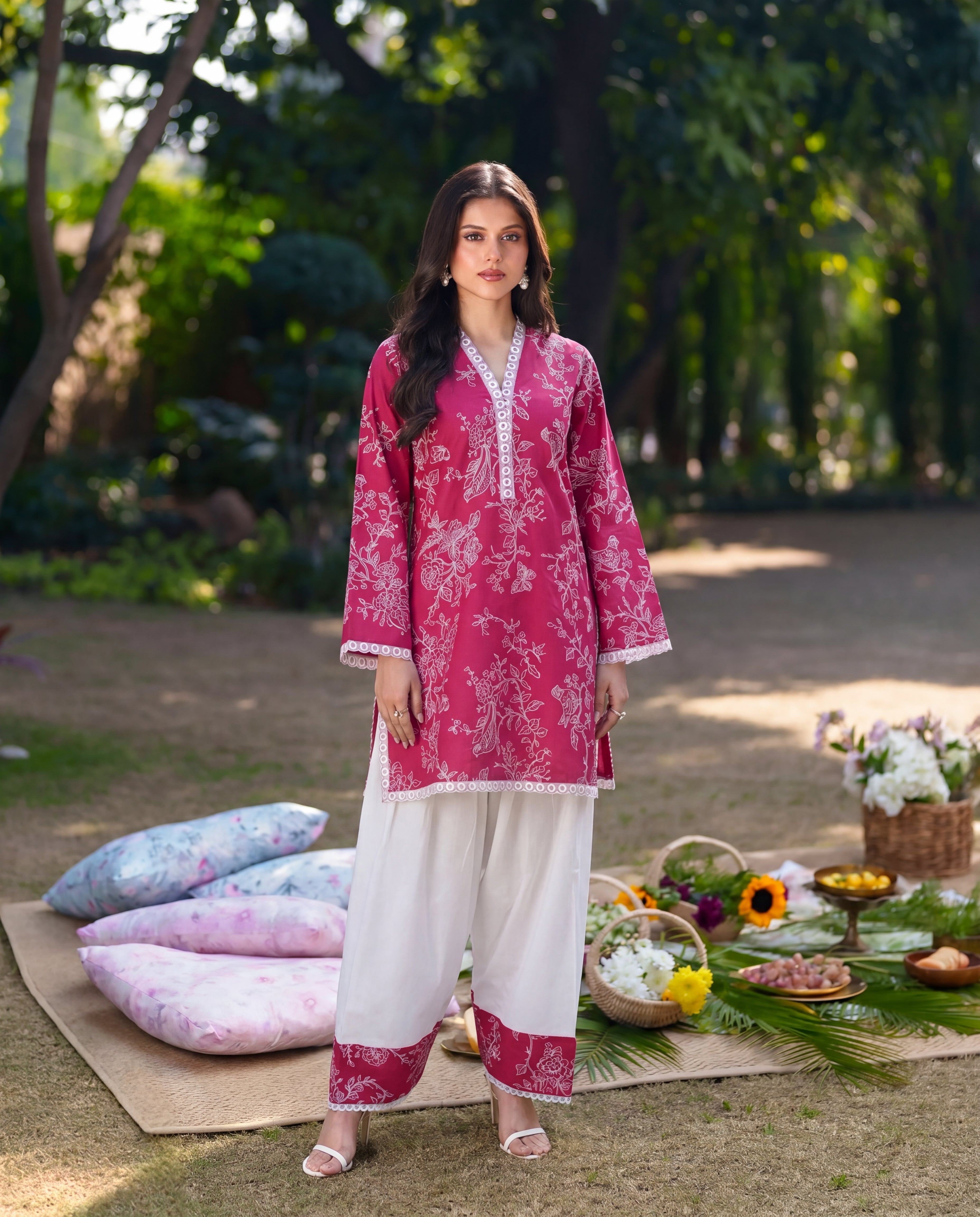 Plum Red Premium Fabric Pakistani Summer Dresses - Sahiba-clothing - 1