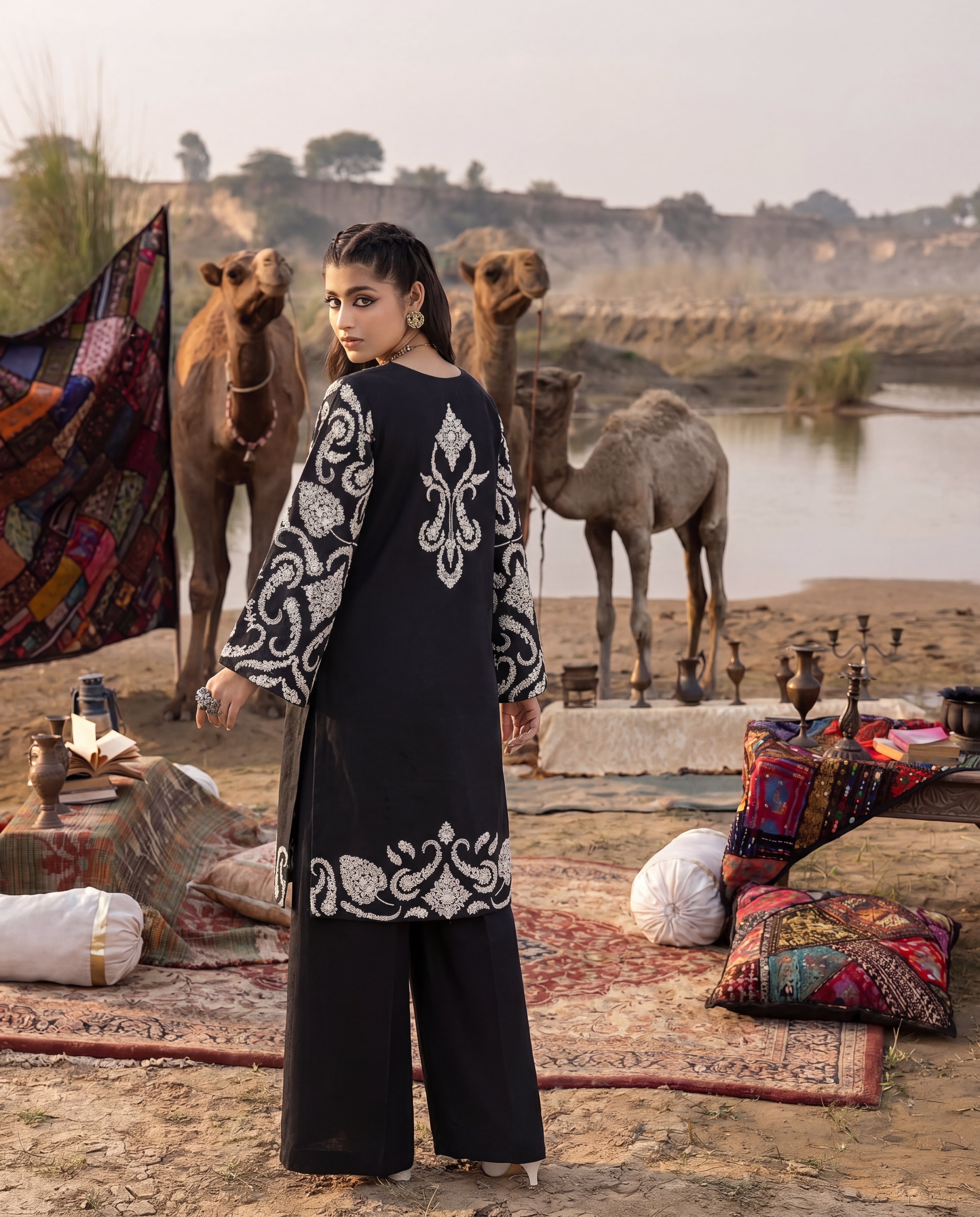 Raffa Black Premium Fabric Pakistani Summer Dresses - Sahiba-clothing - 2