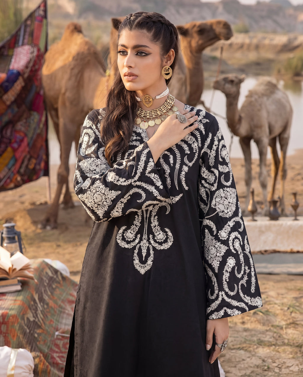 Raffa Black Premium Fabric Pakistani Summer Dresses - Sahiba-clothing - 3
