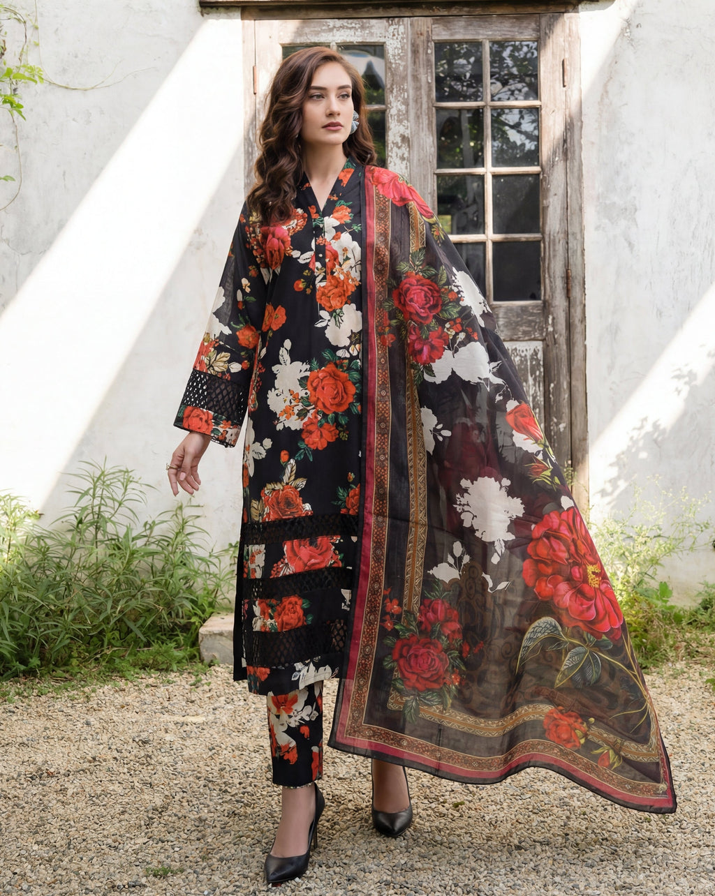 Ramsha Black Premium Fabric Pakistani Summer Dresses - Sahiba-clothing - 1