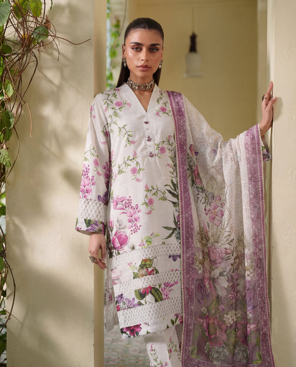 Ramsha White Premium Fabric Pakistani Summer Dresses - Sahiba-clothing - 5