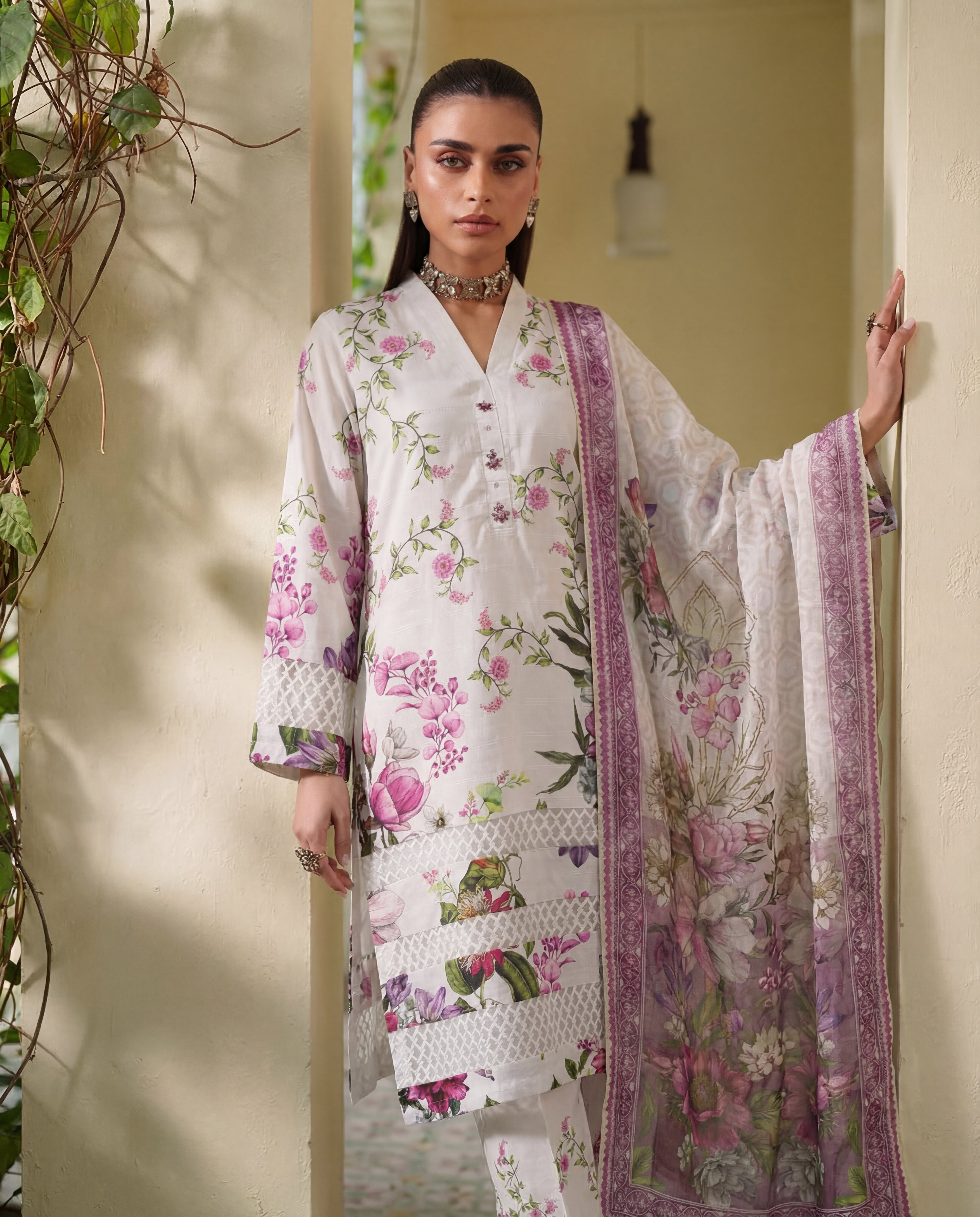 Ramsha White Premium Fabric Pakistani Summer Dresses - Sahiba-clothing - 5