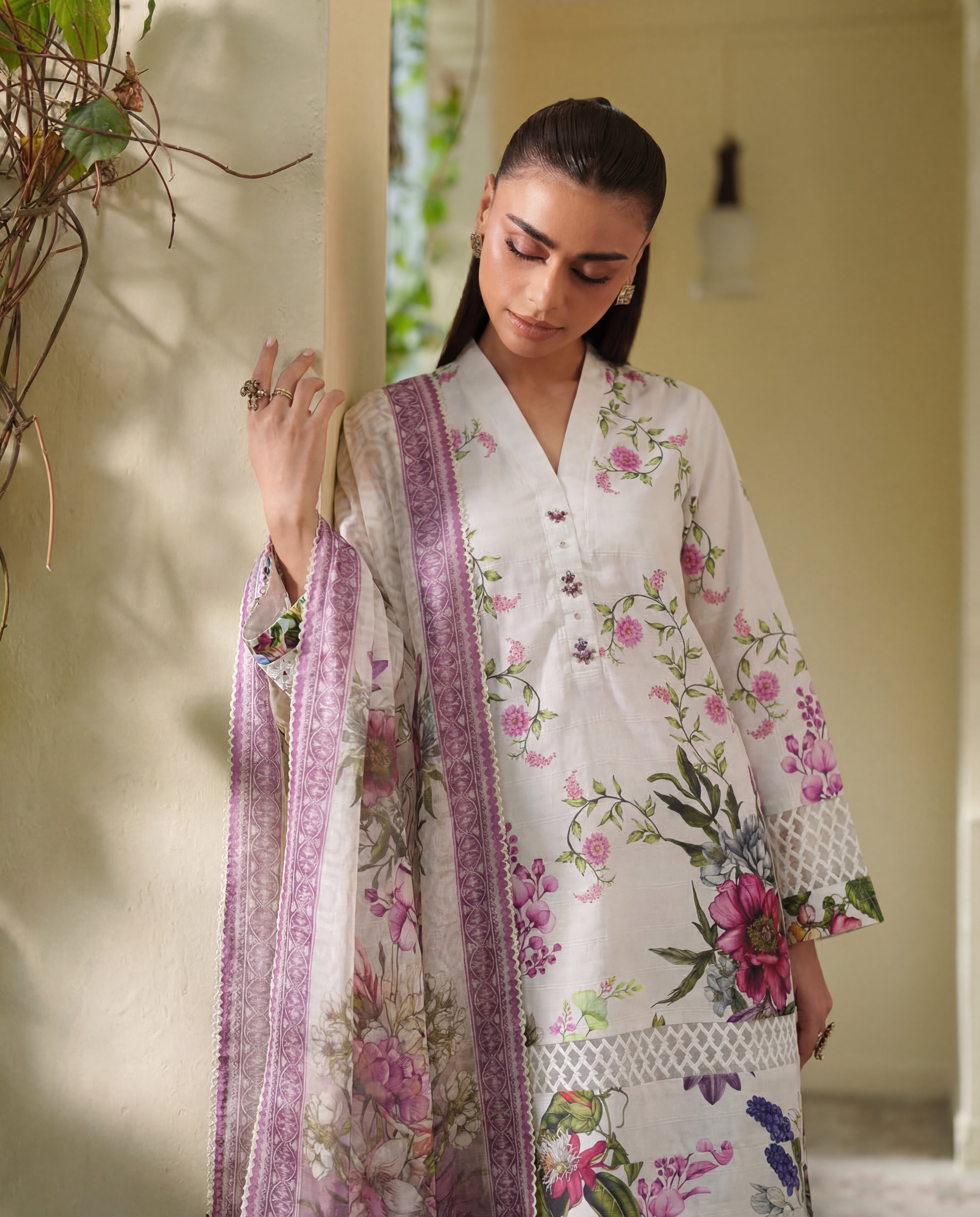 Ramsha White Premium Fabric Pakistani Summer Dresses - Sahiba-clothing - 2