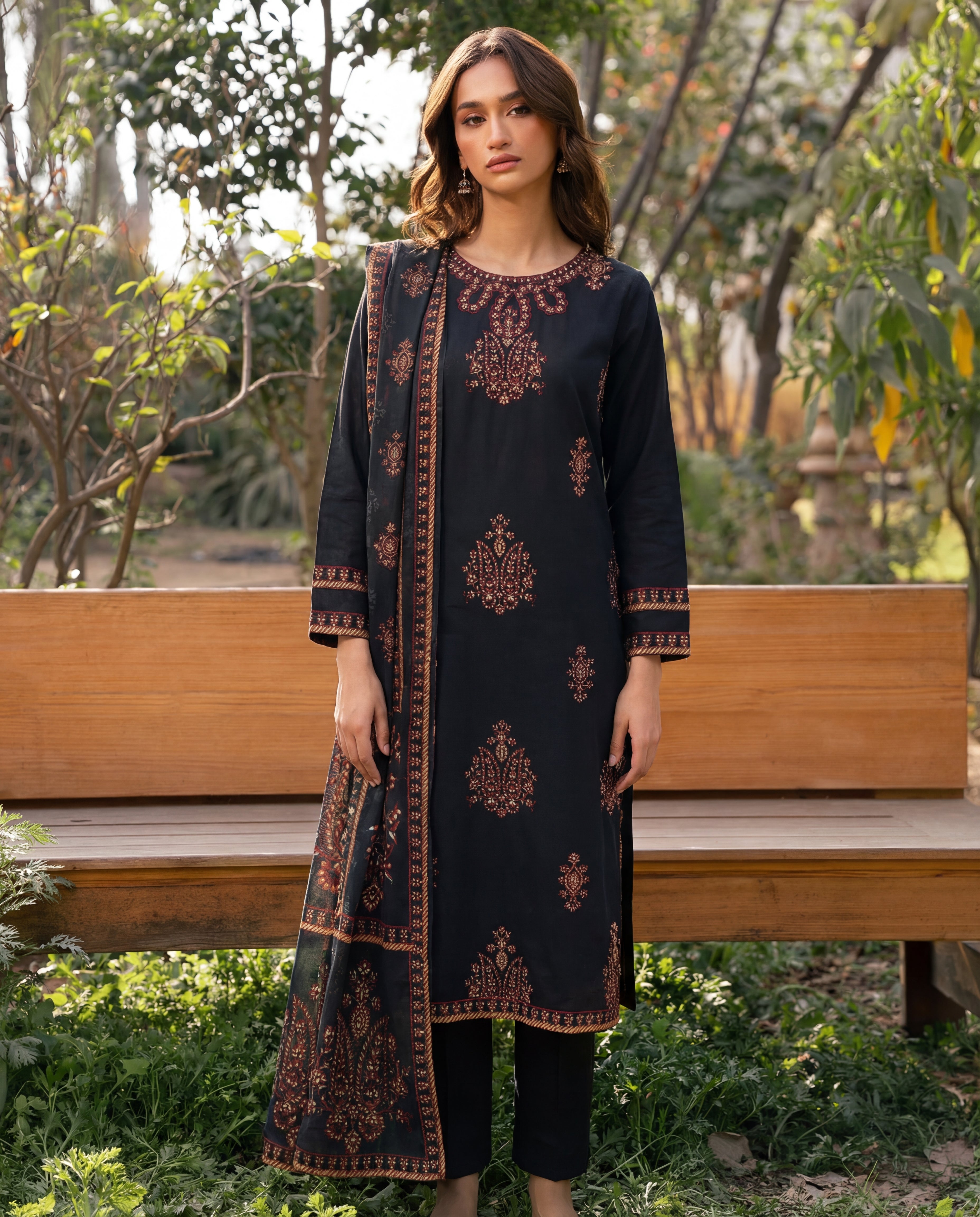 Reena Black Premium Fabric Pakistani Summer Dresses - Sahiba-clothing - 1