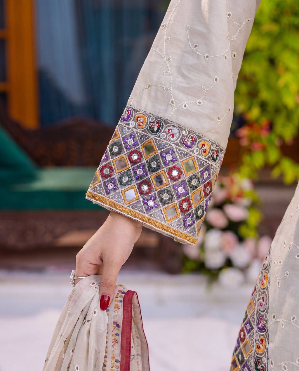 Rosemary Ivory Premium Fabric Pakistani Summer Dresses - Sahiba-clothing - 3