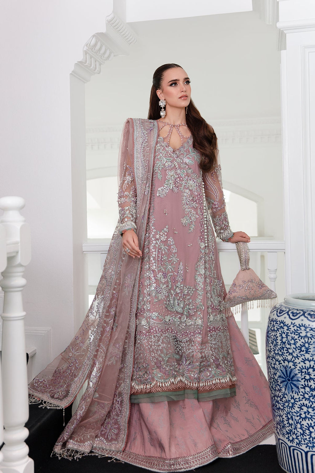 Violet Raw Silk Pakistani Formal Dresses