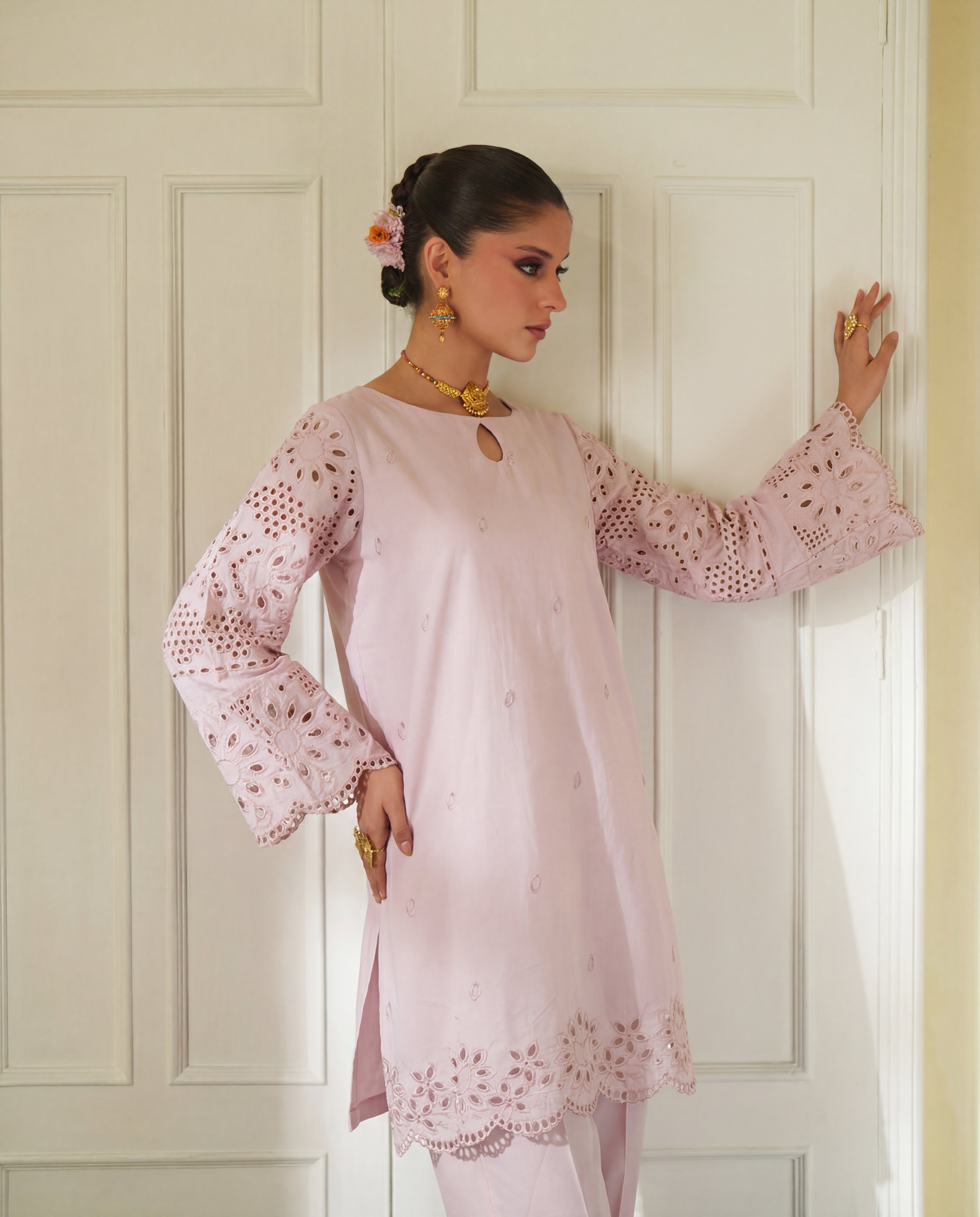 Saamiya Pink Premium Fabric Pakistani Summer Dresses - Sahiba-clothing - 2