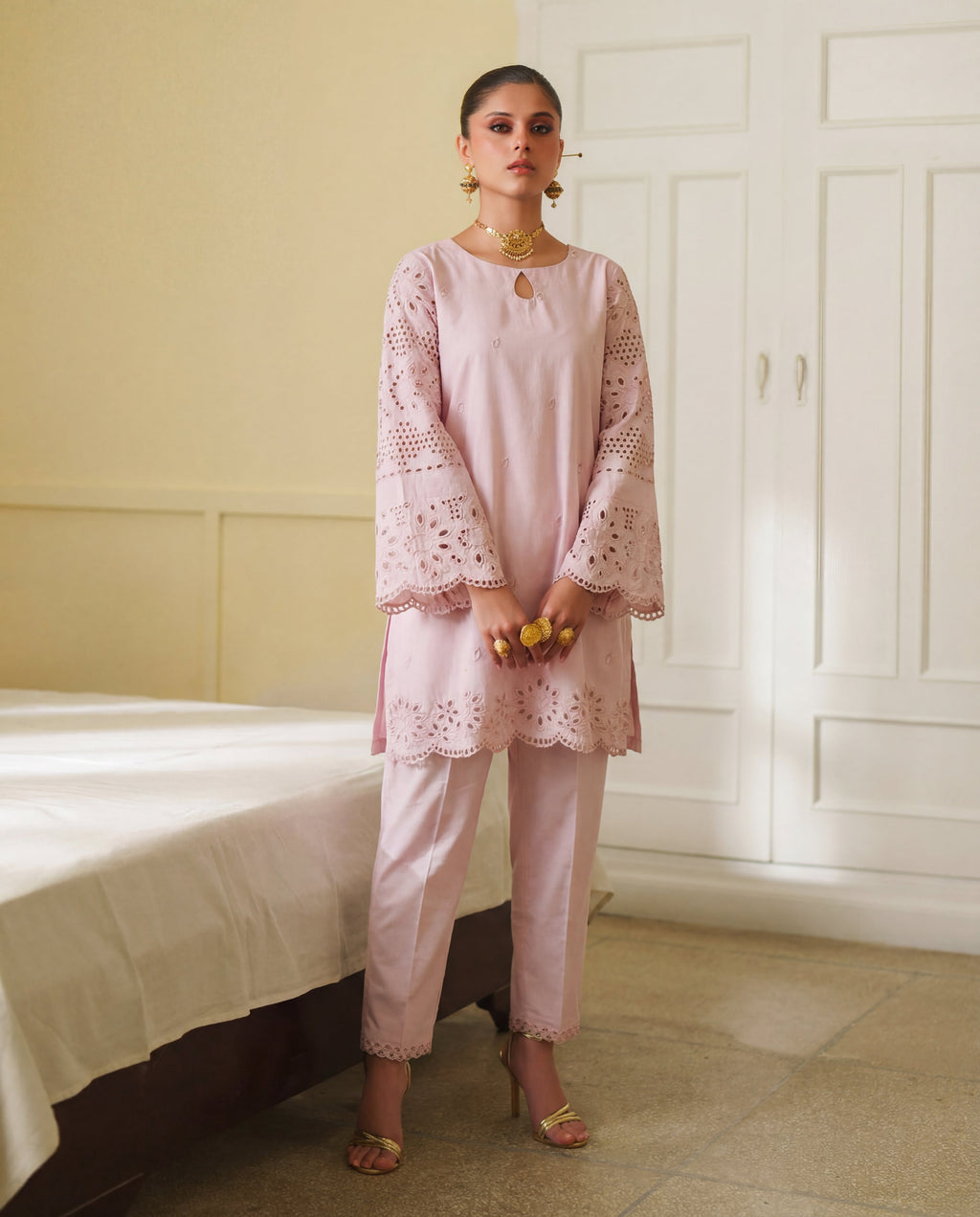 Saamiya Pink Premium Fabric Pakistani Summer Dresses - Sahiba-clothing - 1