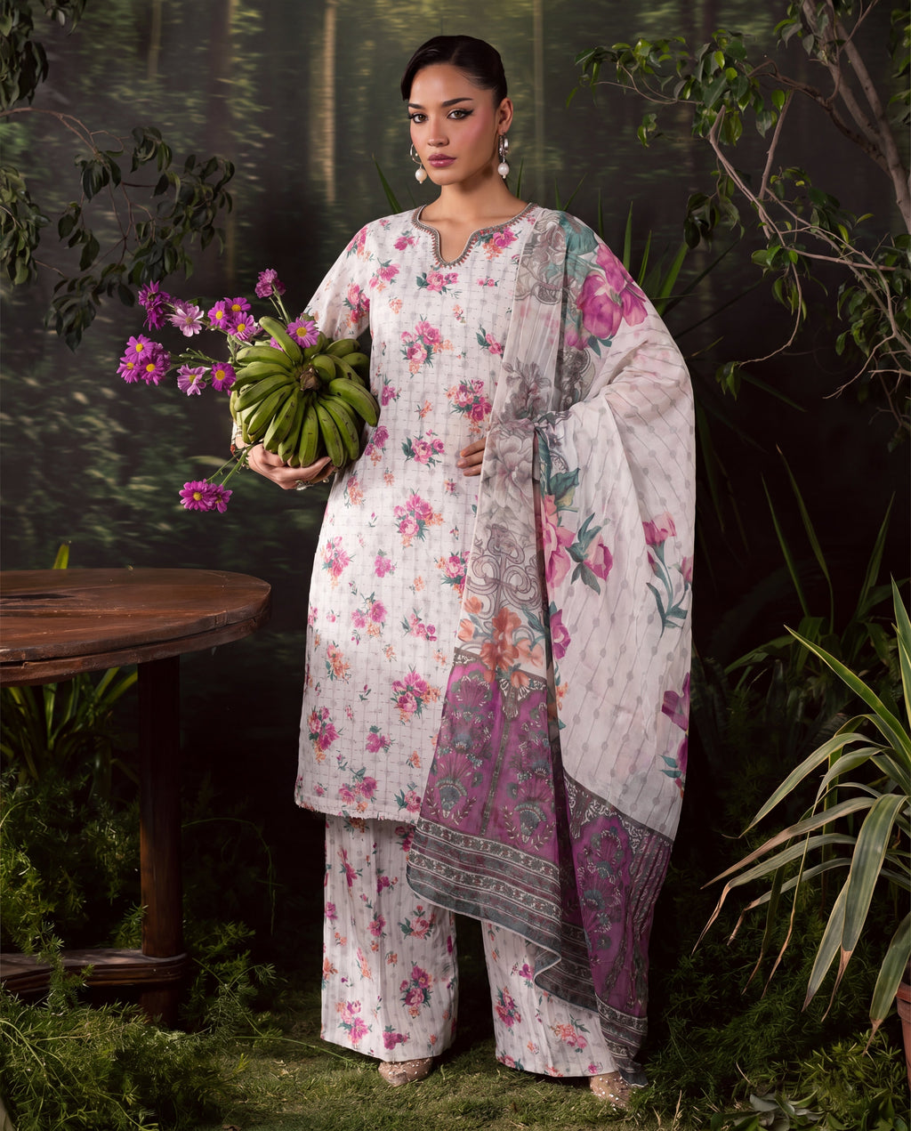 Saffron Ivory Premium Fabric Pakistani Summer Dresses - Sahiba-clothing - 4