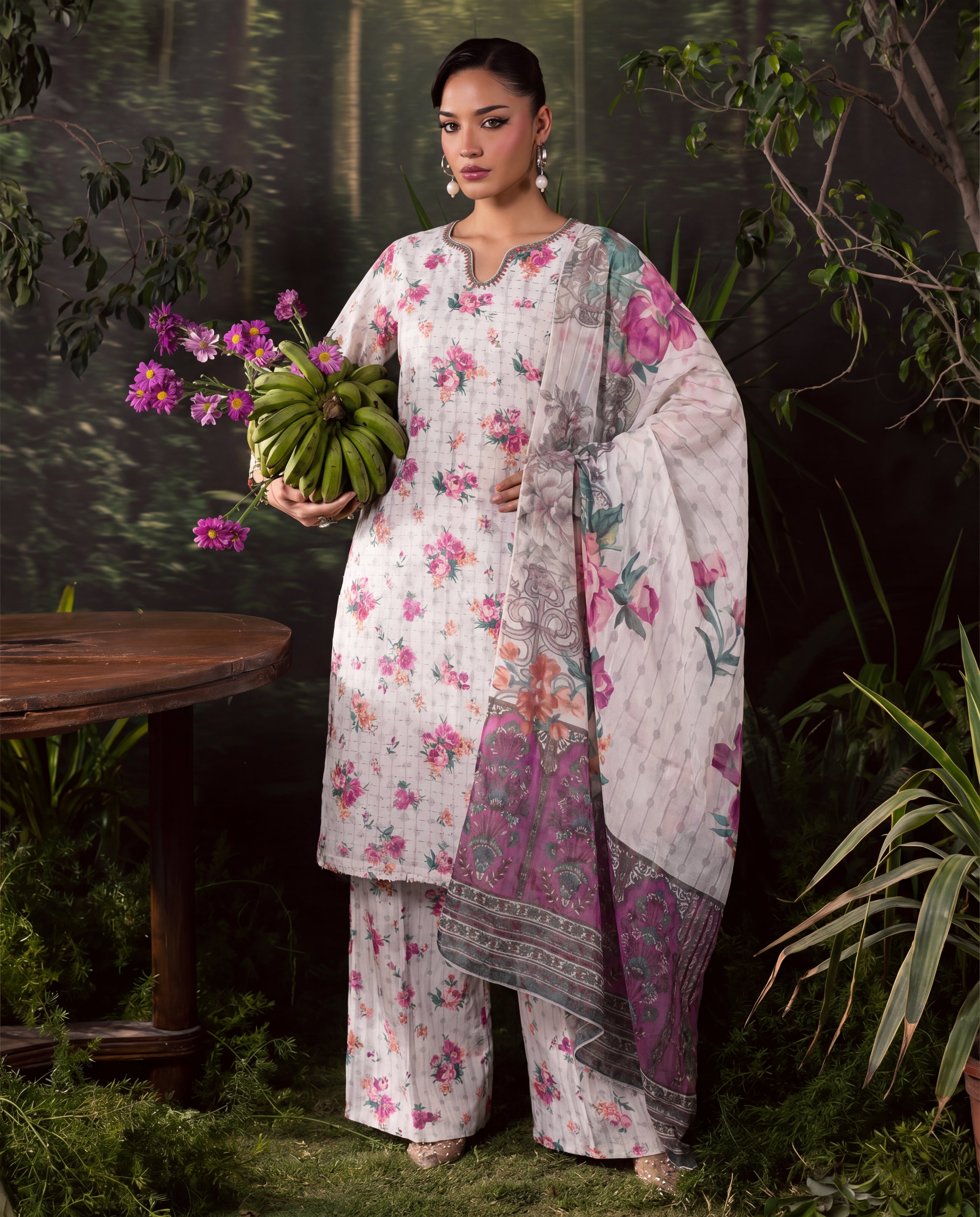 Saffron Ivory Premium Fabric Pakistani Summer Dresses - Sahiba-clothing - 4