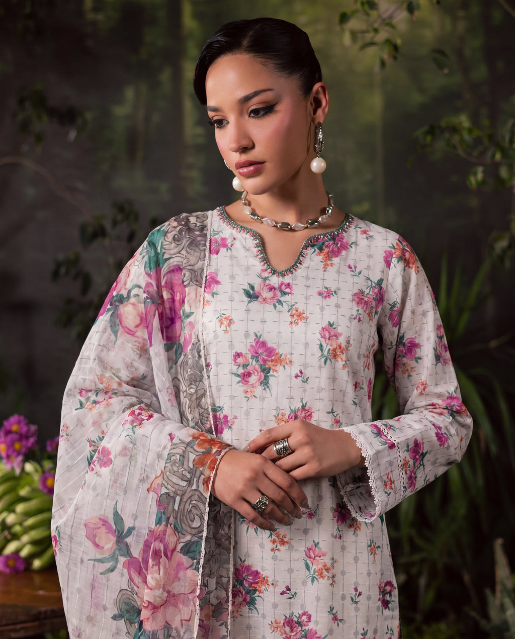 Saffron Ivory Premium Fabric Pakistani Summer Dresses - Sahiba-clothing - 5