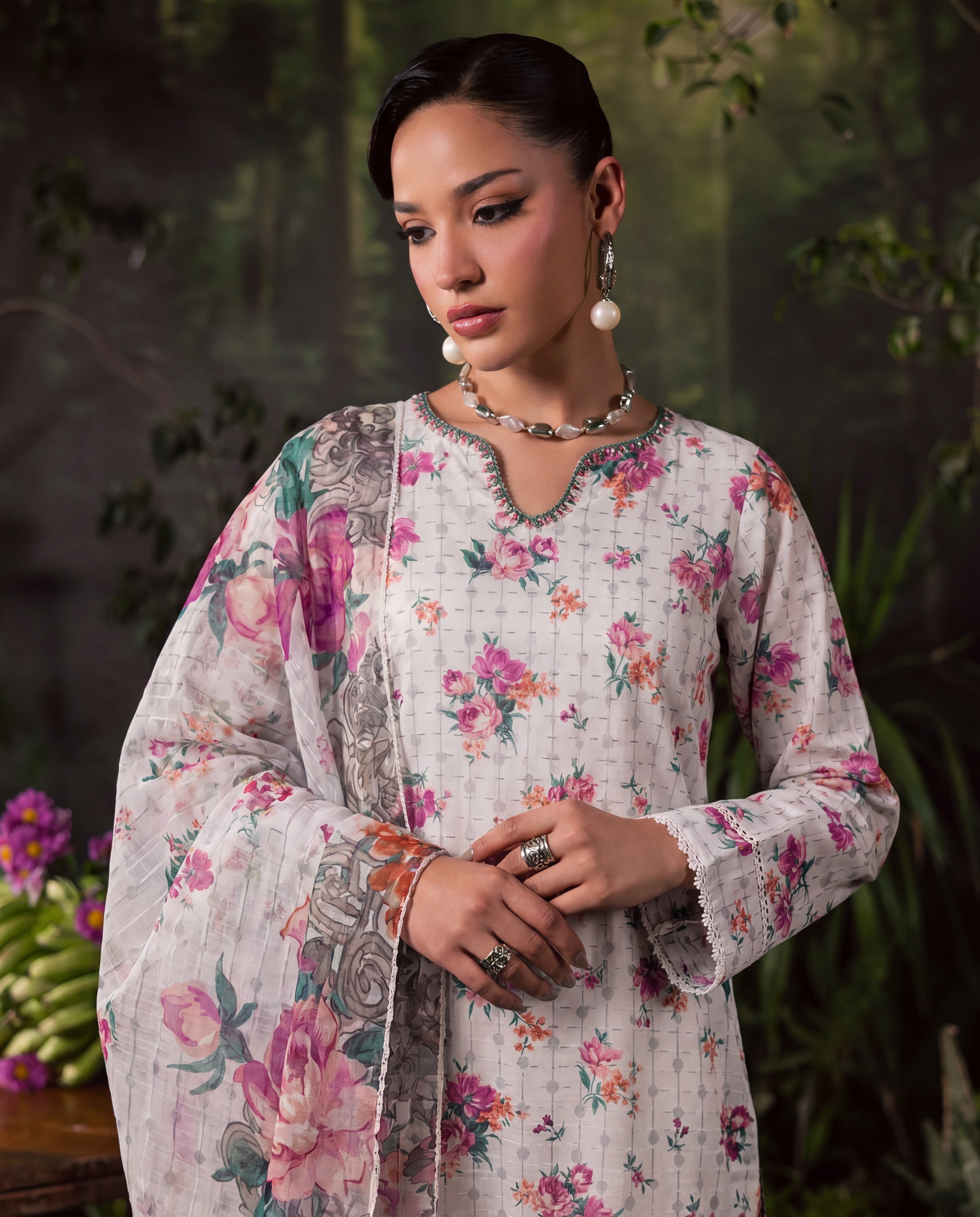 Saffron Ivory Premium Fabric Pakistani Summer Dresses - Sahiba-clothing - 5