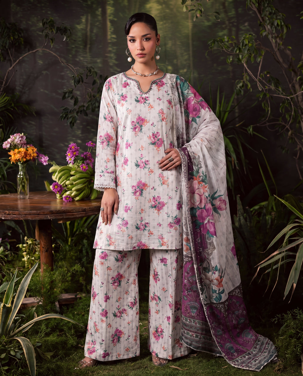 Saffron Ivory Premium Fabric Pakistani Summer Dresses - Sahiba-clothing - 1