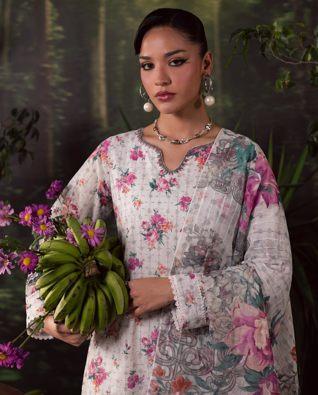 Saffron Ivory Premium Fabric Pakistani Summer Dresses - Sahiba-clothing - 2