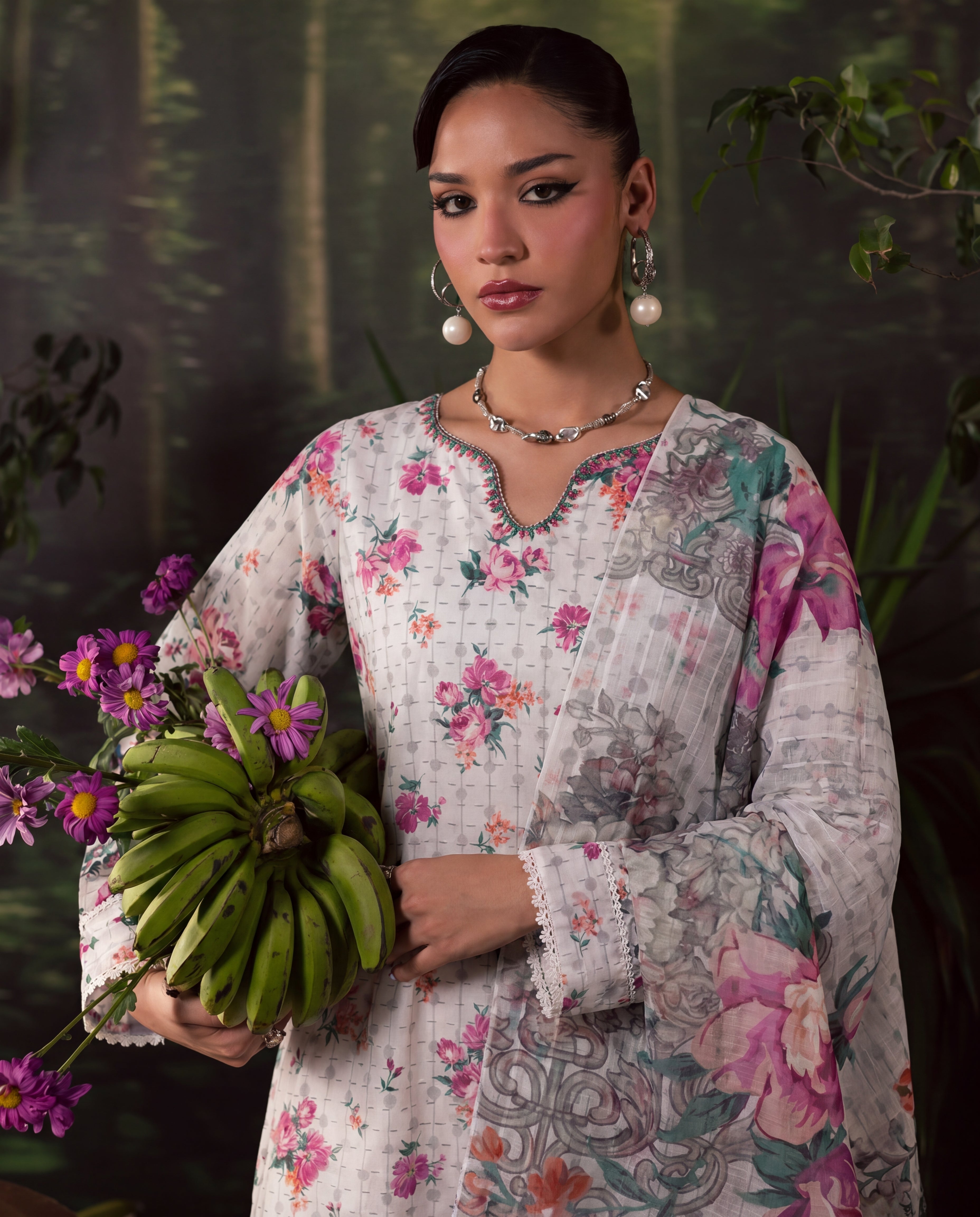Saffron Ivory Premium Fabric Pakistani Summer Dresses - Sahiba-clothing - 2