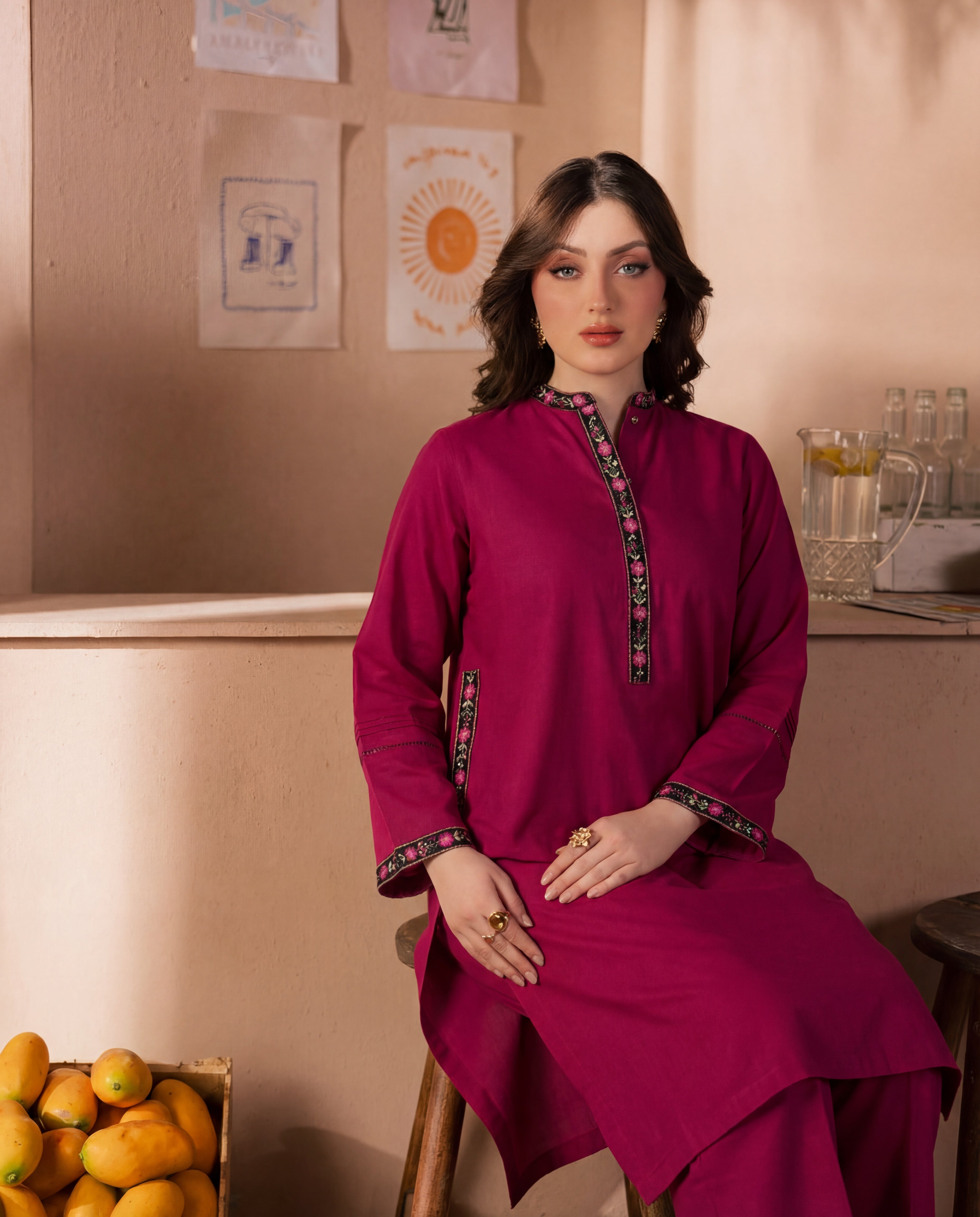 Sajal Maroon Premium Fabric Pakistani Winter Dresses - Sahiba-clothing - 2