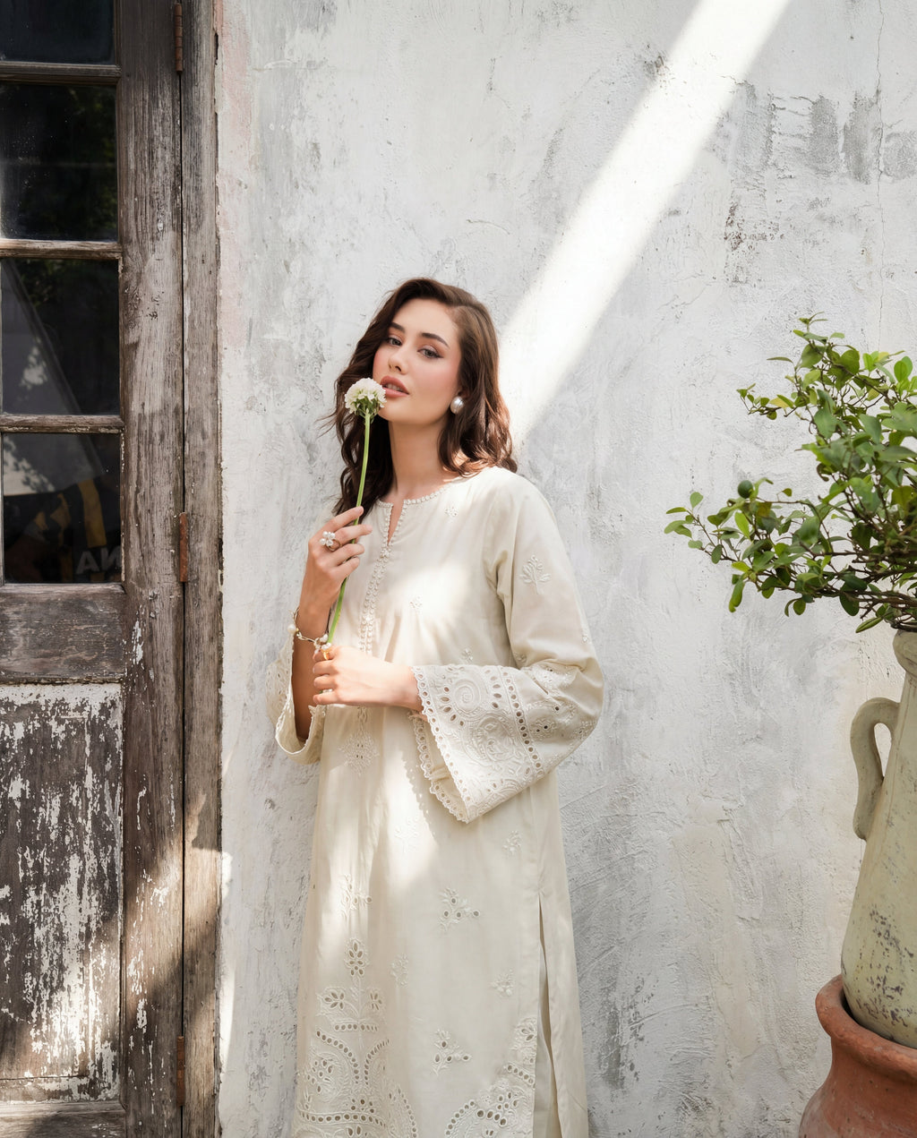 Vanzila Ivory Premium Fabric Pakistani Summer Dresses - Sahiba-clothing - 5