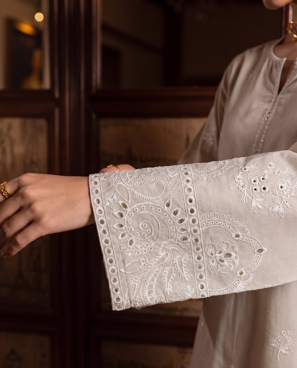 Vanzila Ivory Premium Fabric Pakistani Summer Dresses - Sahiba-clothing - 8