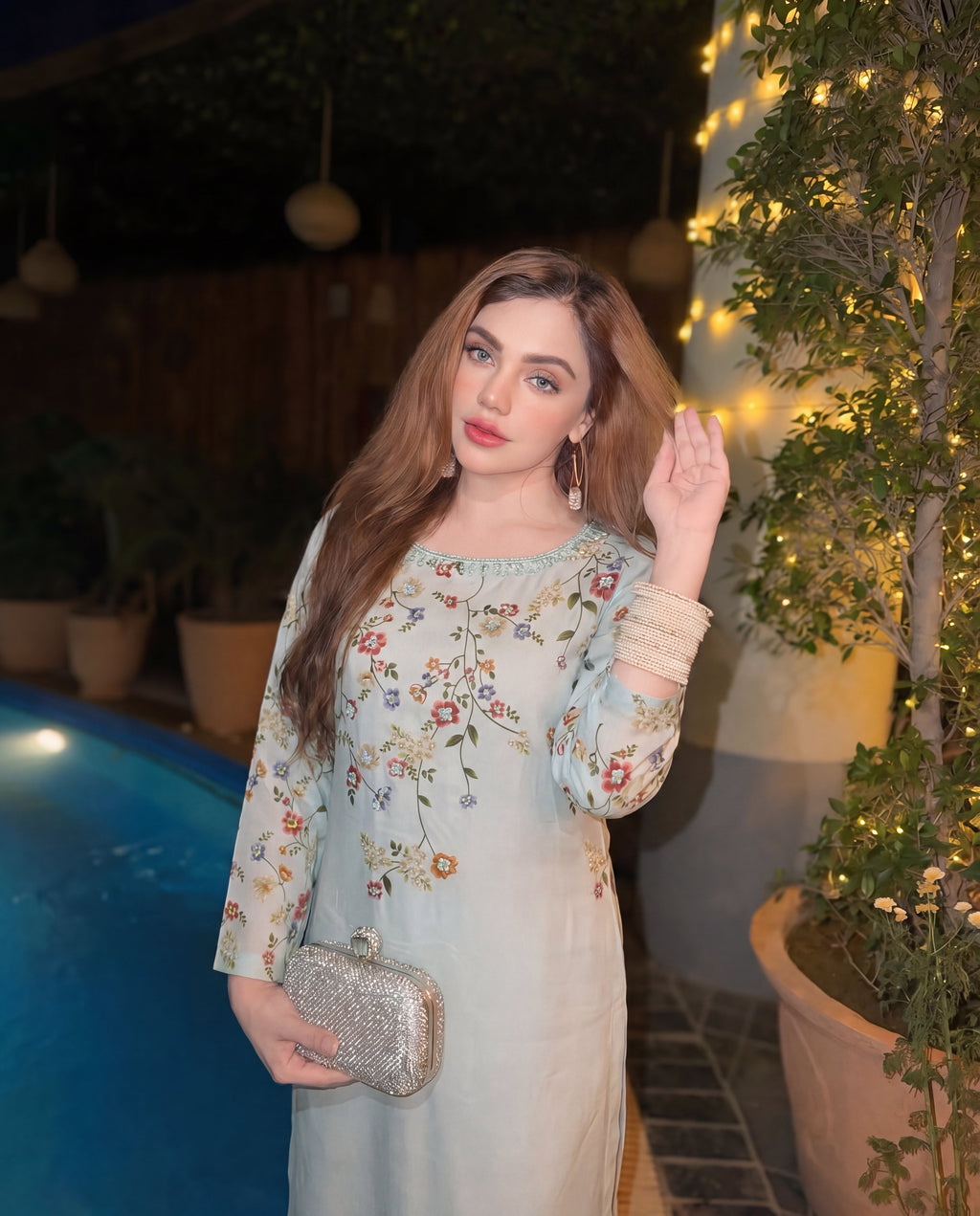 Veil Cyan Premium Fabric Pakistani Formal Dresses - Sahiba-clothing - 5