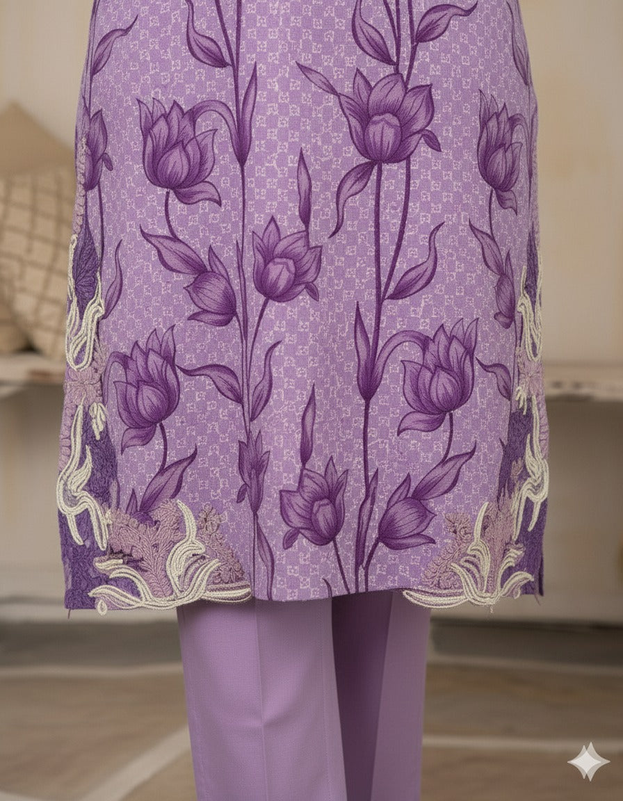 Faiza Lilac Premium Fabric Pakistani Winter Dresses - Sahiba-clothing - 4