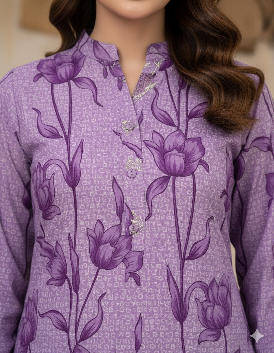 Faiza Lilac Premium Fabric Pakistani Winter Dresses - Sahiba-clothing - 2
