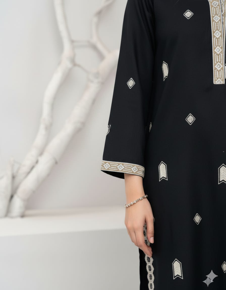 Aneza Black Premium Fabric Pakistani Winter Dresses - Sahiba-clothing - 3