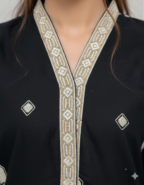 Aneza Black Premium Fabric Pakistani Winter Dresses - Sahiba-clothing - 2