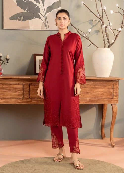 Wine Premium Fabric Pakistani Summer Dresses - Sahiba-clothing - 3