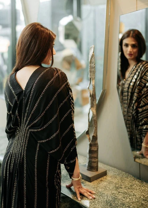Naira Black Premium Fabric Pakistani Summer Dresses - Sahiba-clothing - 5