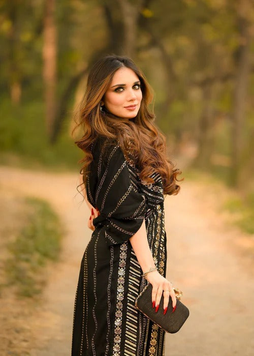 Naira Black Premium Fabric Pakistani Summer Dresses - Sahiba-clothing - 2