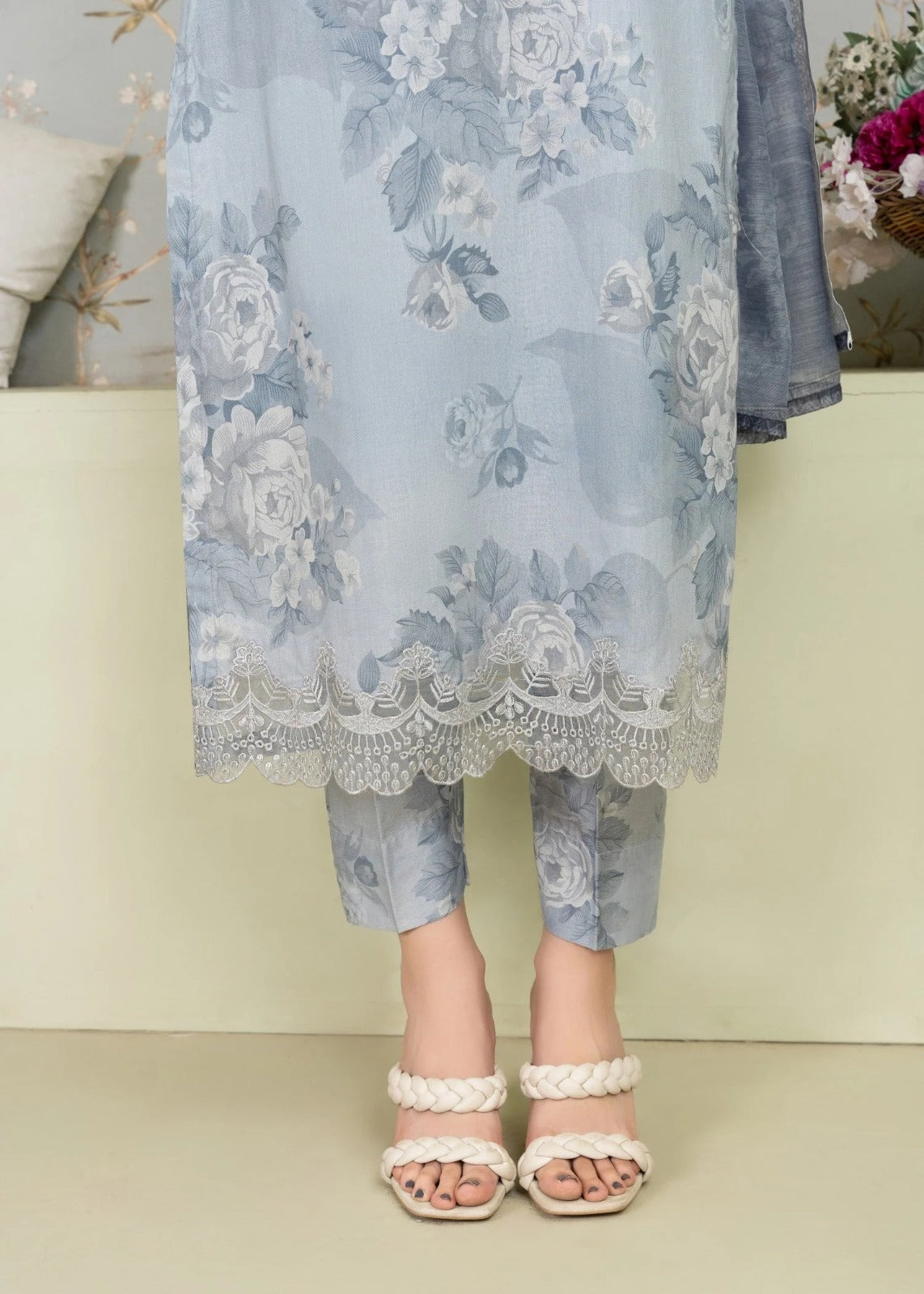 Luminous - Gray Premium Fabric Pakistani Summer Dresses - Sahiba-clothing - 5