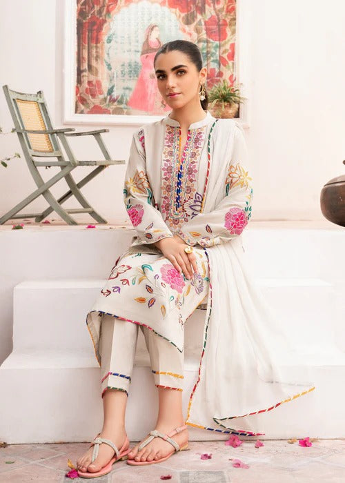 Albite - White Premium Fabric Pakistani Summer Dresses - Sahiba-clothing - 3