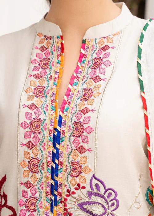 Albite - White Premium Fabric Pakistani Summer Dresses - Sahiba-clothing - 6