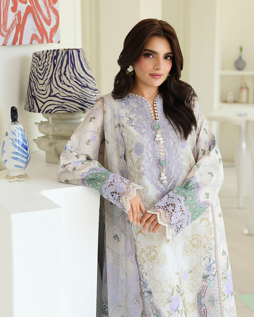 White Camellia Organza Women Clothing - Roheenaz - 4